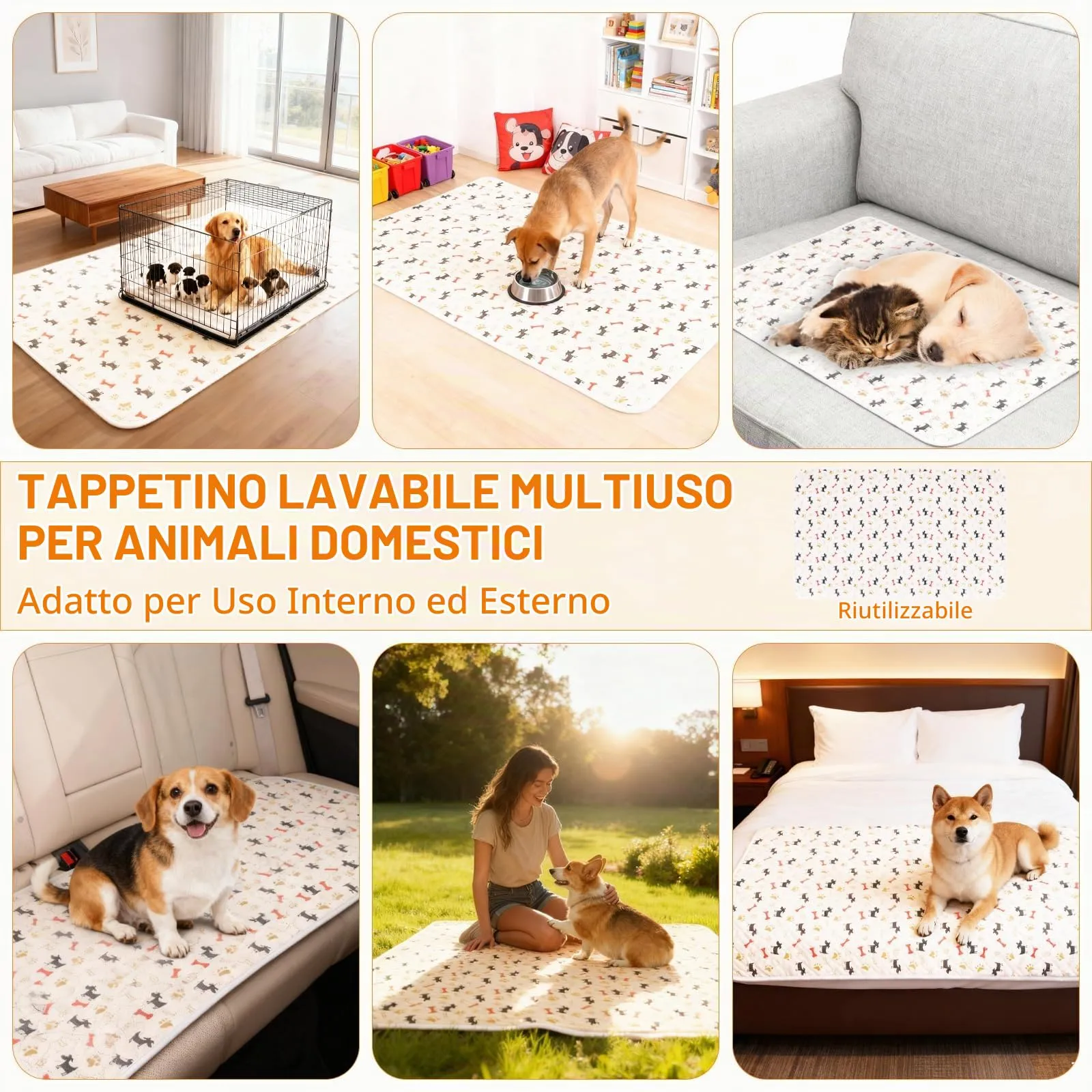 Wusboo Set di 2 Tappetini Igienici per Animali ,70 x 100 cm Super Assorbenti, Impermeabili e Riutilizzabili | Perfetti per Cani, Gatti, Conigli e Porcellini d’India - immagine 7
