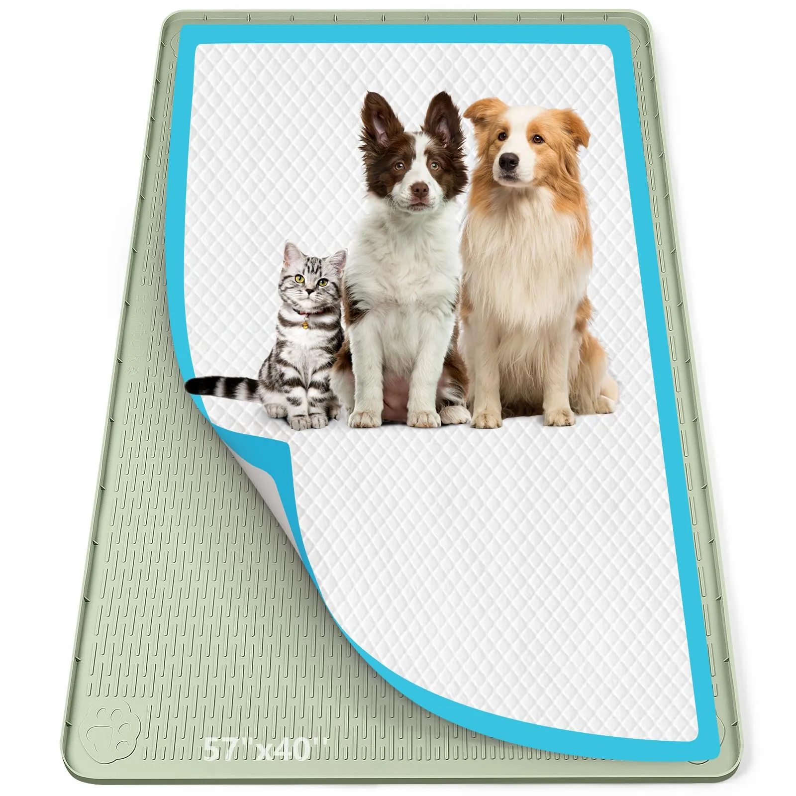 Bartuke 145x101cm traversine cani lavabili,tappetino cane pipi,Verde - immagine 1