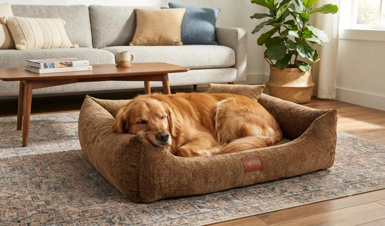 Leo4dog Divano SUN 6 taglie, 4 colori Letto per cani, cuscino per cani, cestino per cani. (Marrone, XL-115X90) - immagine 2