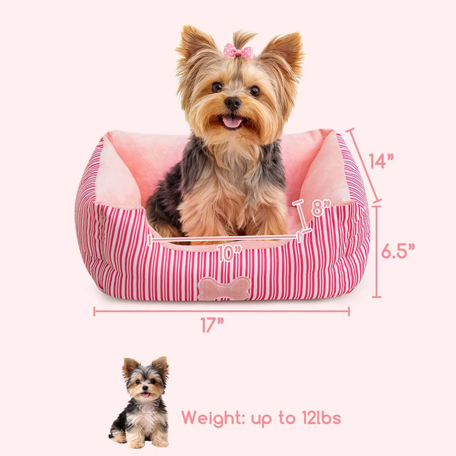 Hollypet - Cuccia per cani e gatti di taglia piccola, in tessuto soffice e imbottito, autoriscaldante, rosa - immagine 3