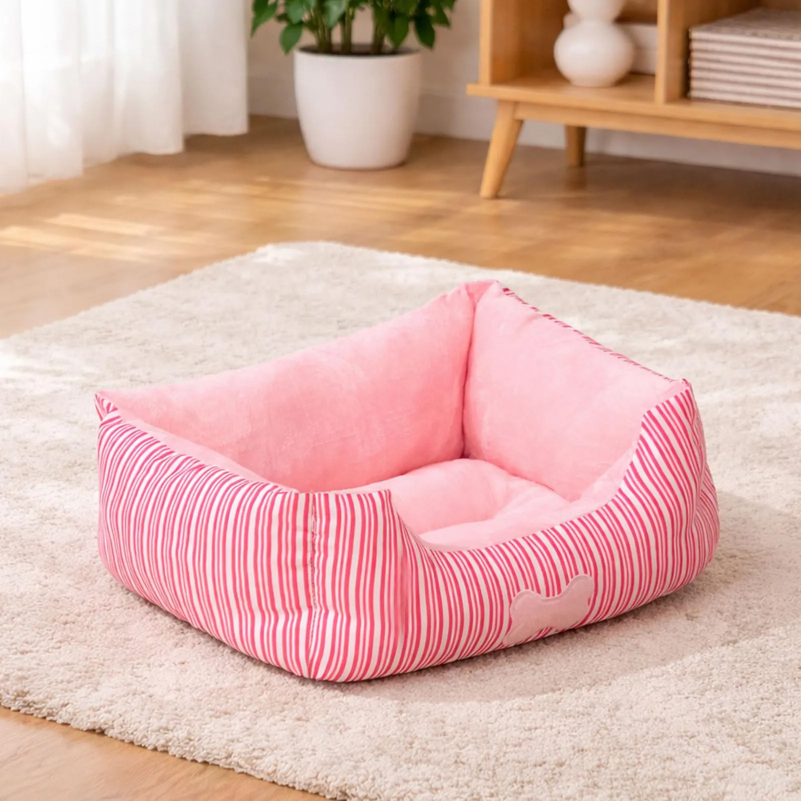 Hollypet - Cuccia per cani e gatti di taglia piccola, in tessuto soffice e imbottito, autoriscaldante, rosa - immagine 7