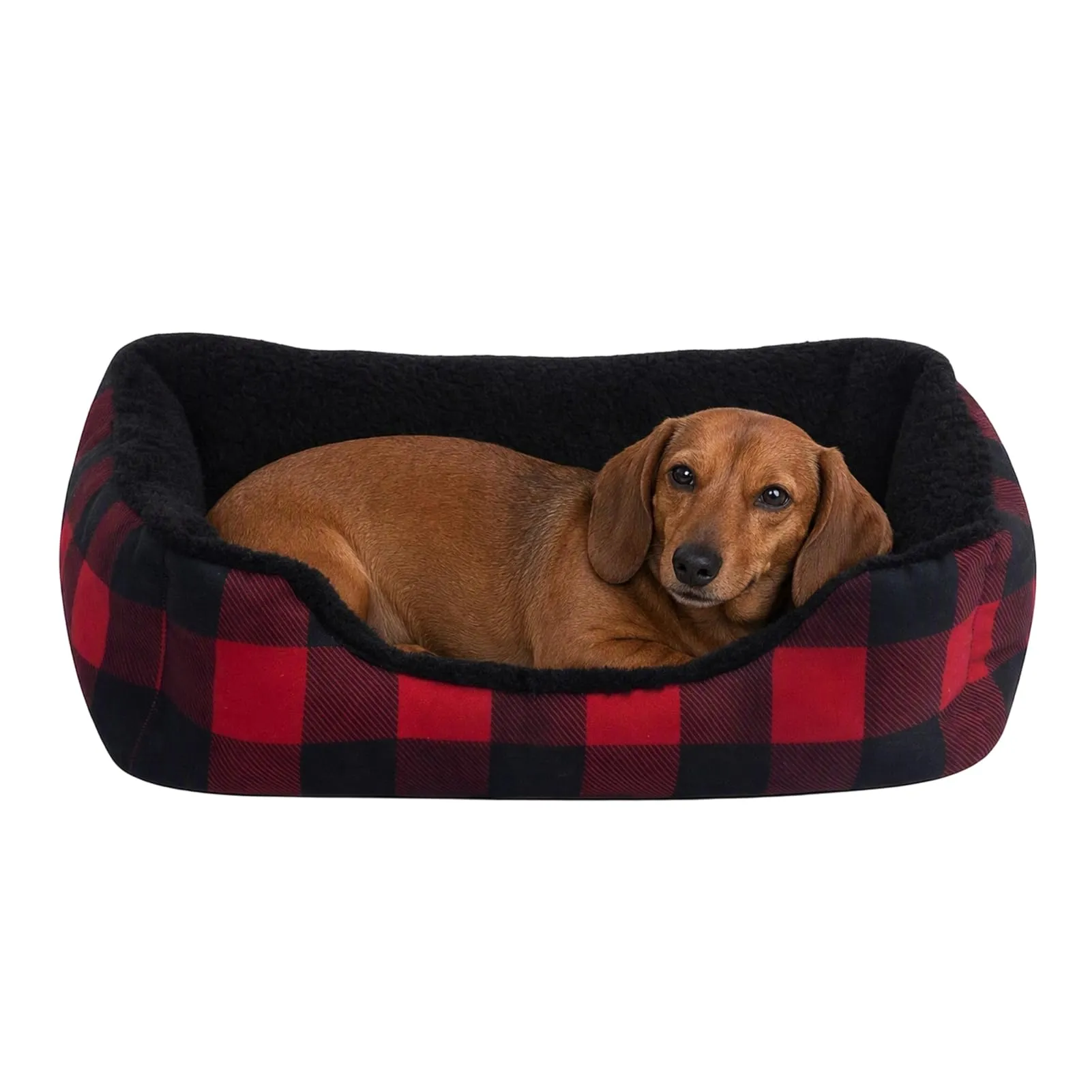 Hollypet Cuccia per Gatti e Cani di Piccola e Media Cucciolo Morbido Pet Nido Sacco a Pelo casa Cuscino Mat Pad, Piccolo, Rectangle Red Checked - immagine 2