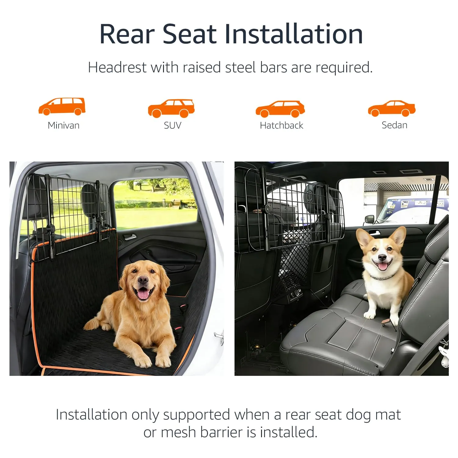 Amazon Basics, Divisorio Auto per Cani, Regolabile, 139,7 x 5,08 x 40,64 cm, Nero - immagine 2