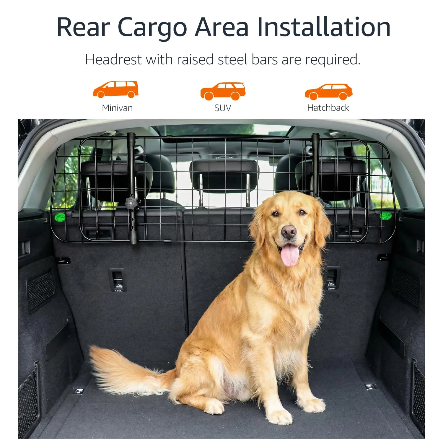 Amazon Basics, Divisorio Auto per Cani, Regolabile, 139,7 x 5,08 x 40,64 cm, Nero - immagine 3