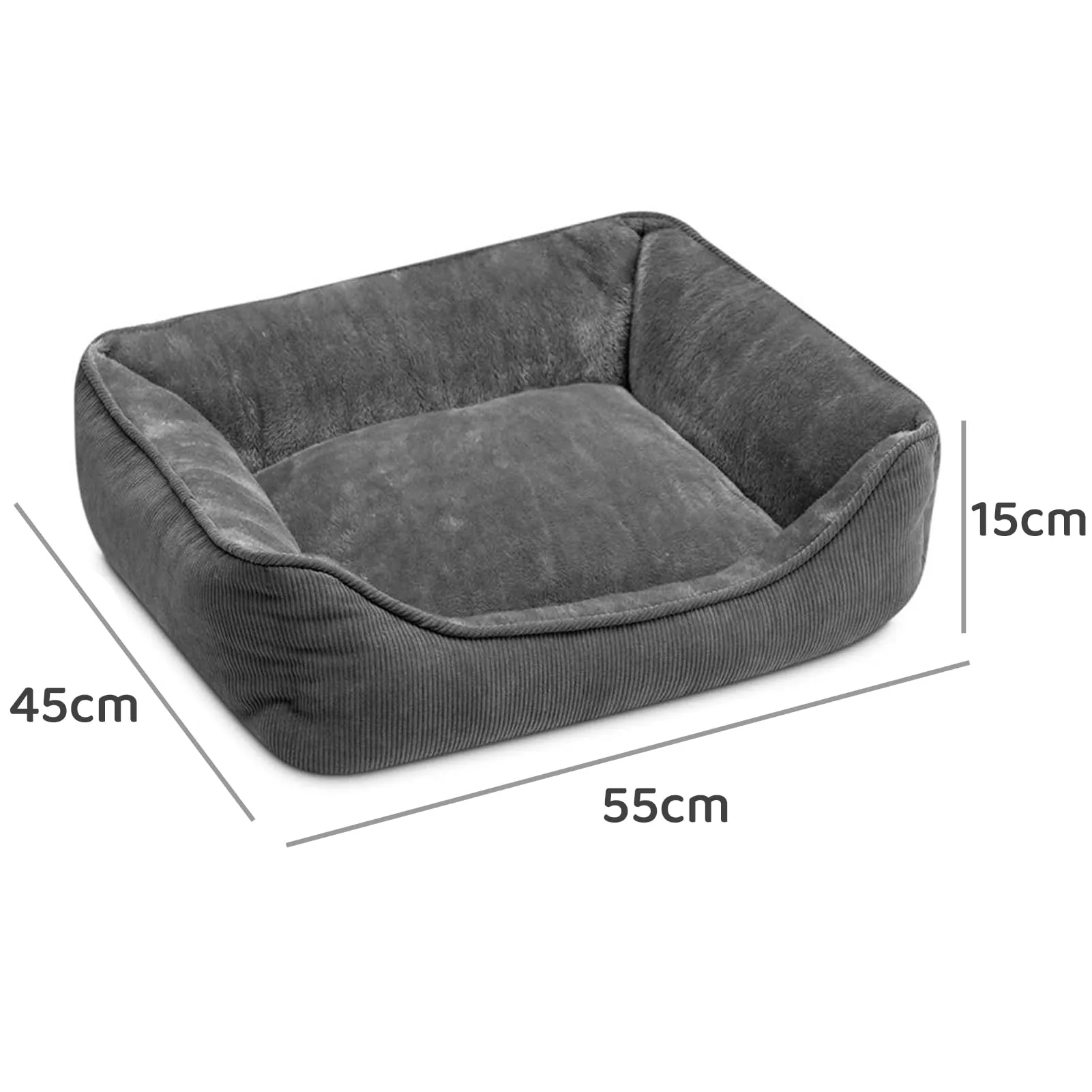 Hollypet Letto per Gatti e Cani di Piccola Taglia, Cuccia per Cuccioli, Morbido Lettino per Animali Domestici, Grigio Scuro (55 * 45 * 15cm) - immagine 2