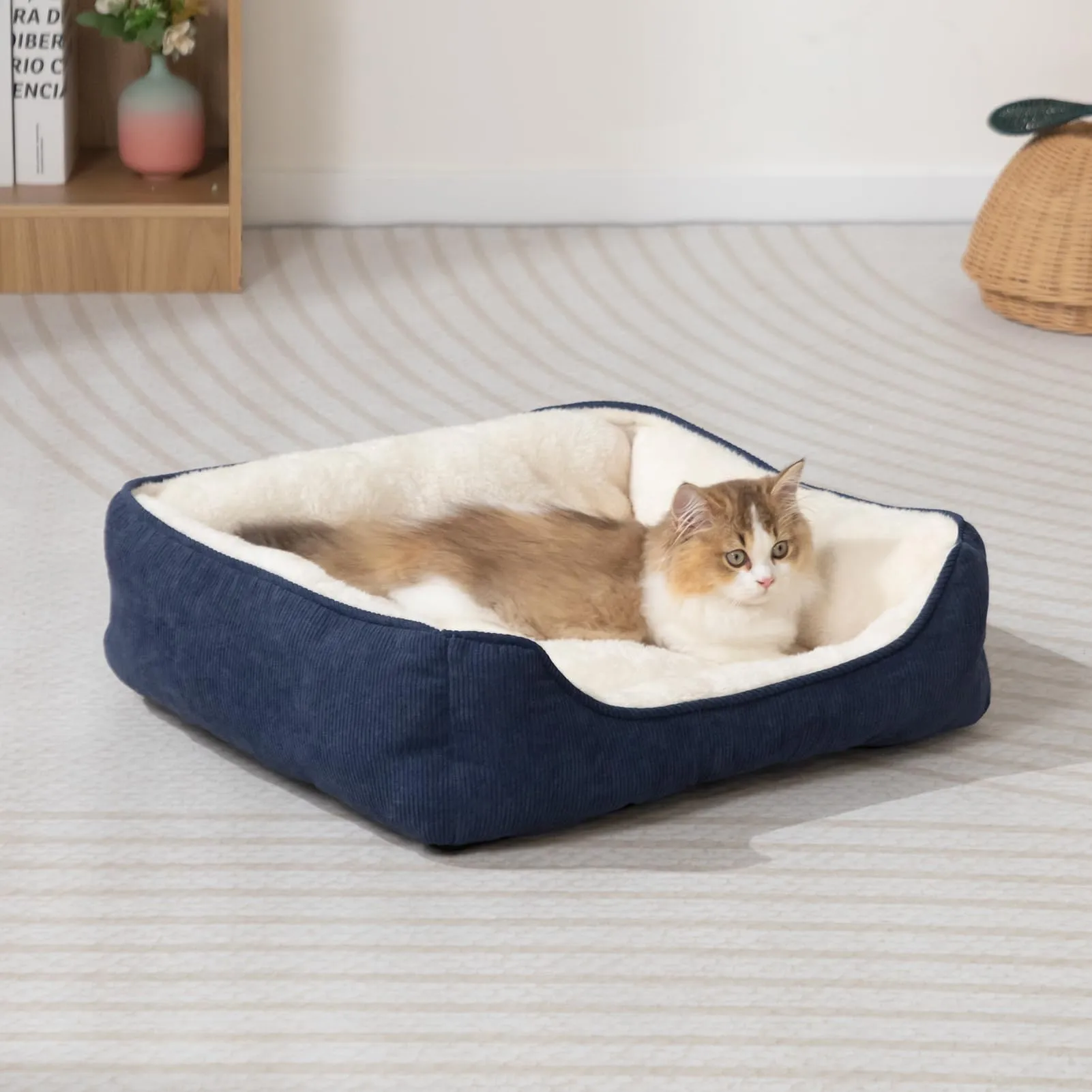 Hollypet Letto per Gatti Letto per Cani di Piccola Taglia, Cuccia per Gatti e Cuccioli, Letto Gatto Morbido Lettino per Animali Domestici, Blu (50 * 45 * 15cm) - immagine 5