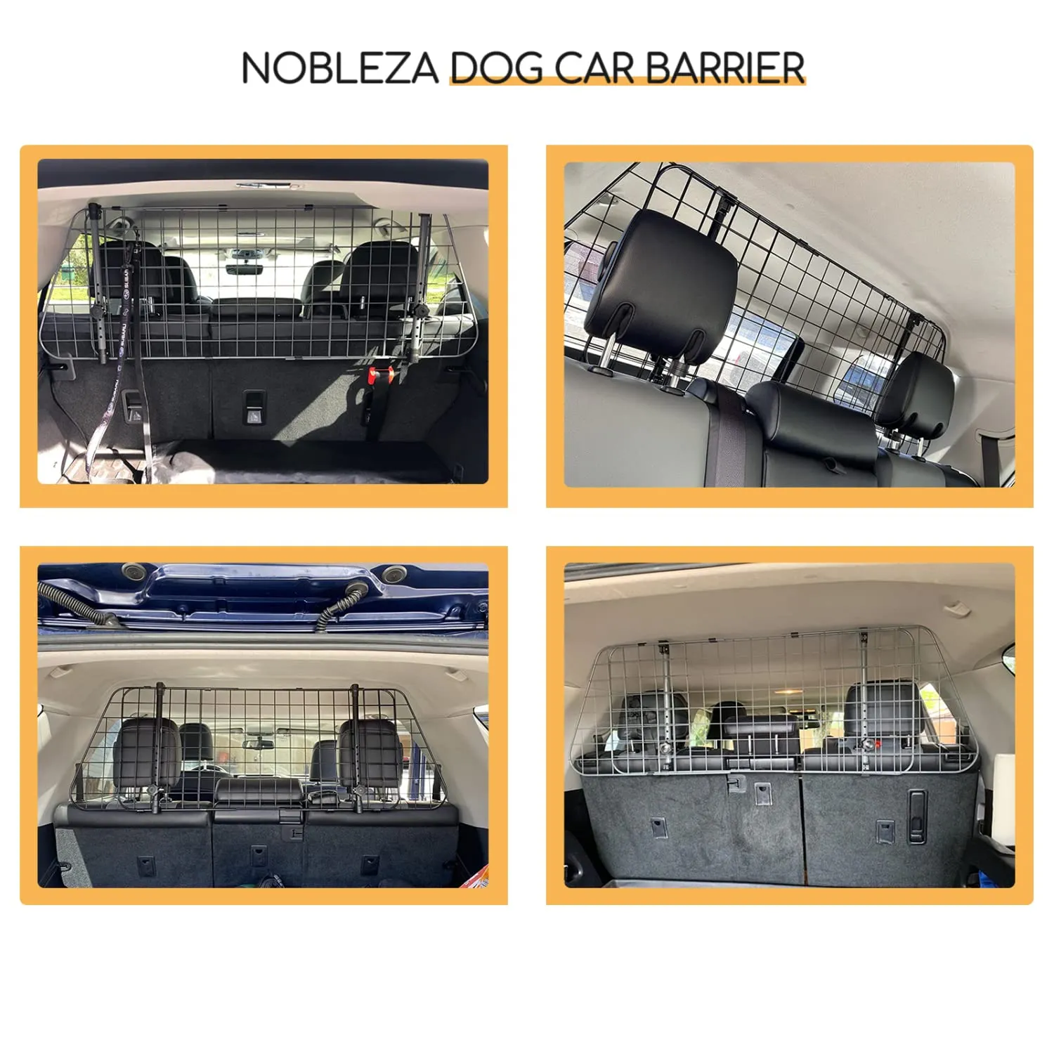 Nobleza-Barriera Protettiva per Auto per Cani,Separatore per Auto per Cani Universale Estensibile Barriera per Auto Barriera di Sicurezza a Griglia, 96-145x30cm in Acciaio - immagine 6