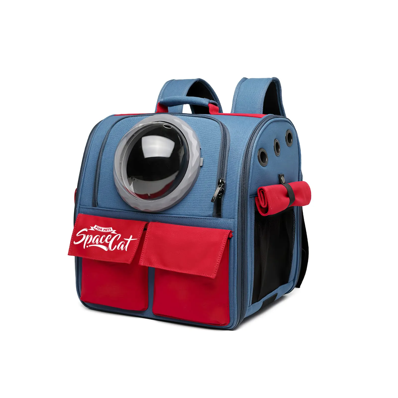 Galatée Zaino per gatti, zaino per animali da compagnia con capsule spaziali ventilate, trasportatore zaino da viaggio per cani di piccola taglia (blu) - immagine 1