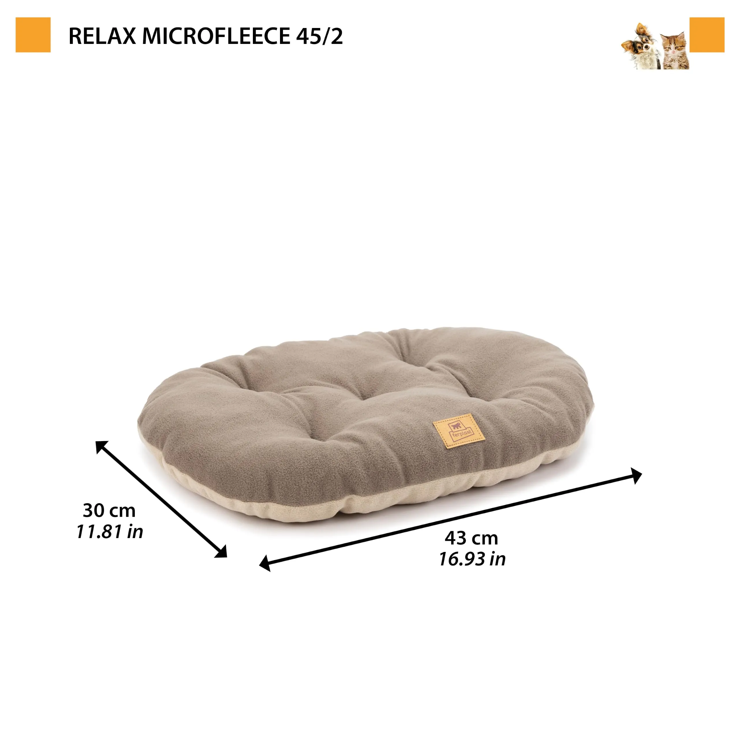 Ferplast Cuscino Cane e Gatto RELAX MICROFLEECE, Cuccia in Caldo e Soffice Micropile per Taglia Piccola, Lettino per Cani Lavabile, 43 x 30 x 12 cm. Marrone - immagine 3