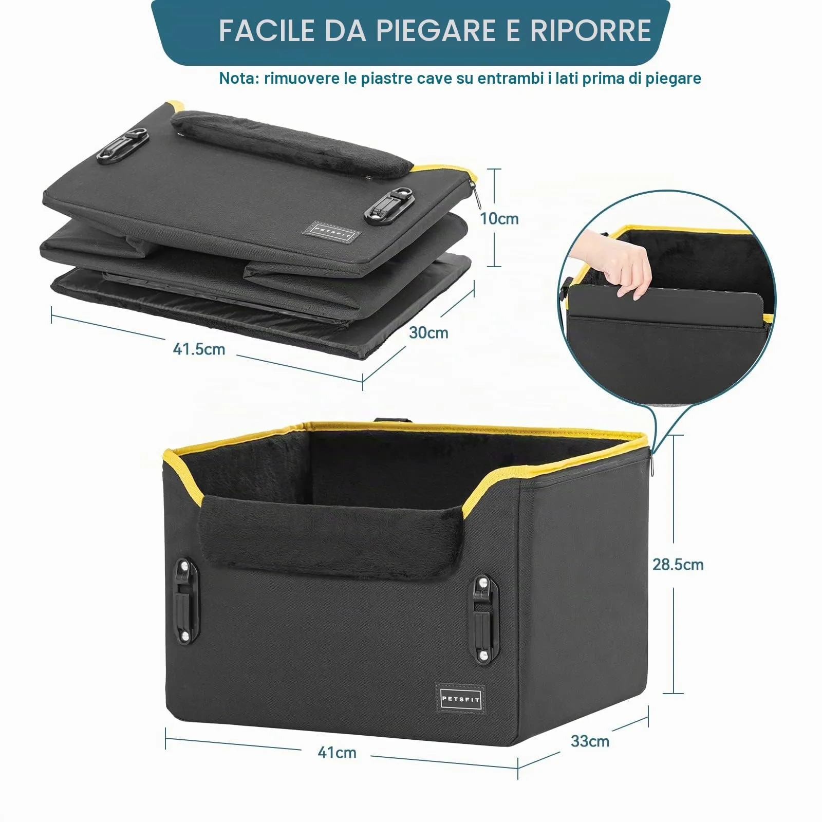 Petsfit Seggiolino Auto Trasportino per cani piccoli,Seggiolino cane auto anteriore con clip di sicurezza per la cintura e cuscino in peluche per cani piccoli fino a 6 kg - immagine 5
