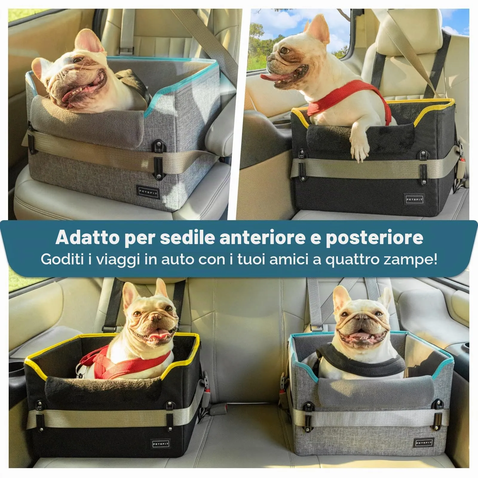 Petsfit Seggiolino Auto Trasportino per cani piccoli,Seggiolino cane auto anteriore con clip di sicurezza per la cintura e cuscino in peluche per cani piccoli fino a 6 kg - immagine 7