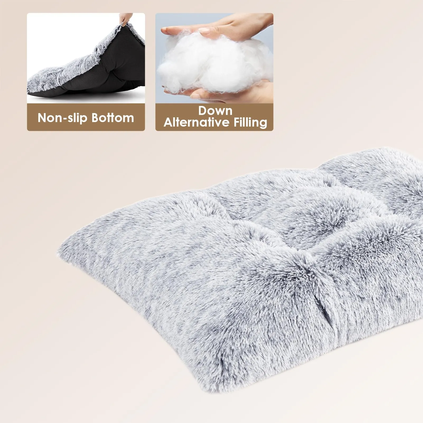 EHEYCIGA Cuscino per Cani Taglia Grande, 105L x 70W cm Cuscino Cane Morbida lavabile, Morbido e Confortevole Letto per Cani a Pelo Lungo, Grigio - immagine 2