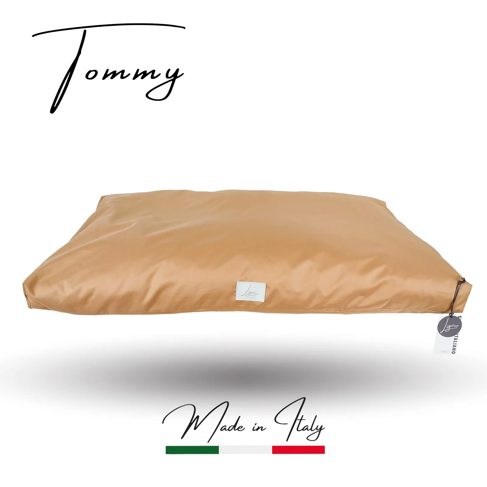 Ligo Tommy - Materasso per Cani Idrorepellente e AntiGraffio, Realizzato in Italia. Cuscino Sfoderabile Lavabile Cuccia per Cane per uso Interno Esterno.Materassino cani. (S: 70 x 50 cm, CARAMELLO) - immagine 2