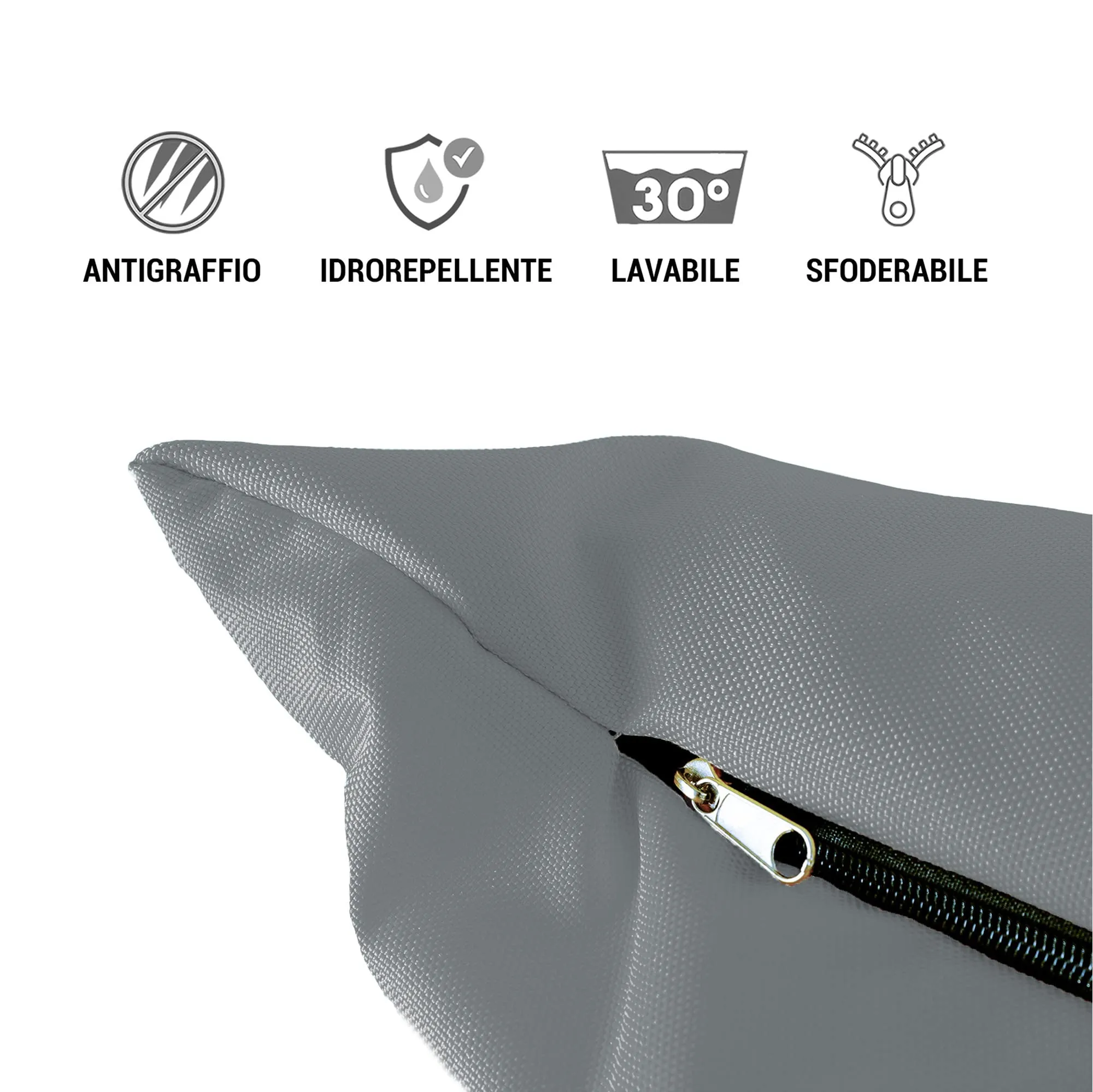 Ligo Tommy - Materasso per Cani Idrorepellente e AntiGraffio, Realizzato in Italia. Cuscino sfoderabile in nylon per Cane uso Interno/Esterno. (L: 120 x 70 cm, GRIGIO) - immagine 6