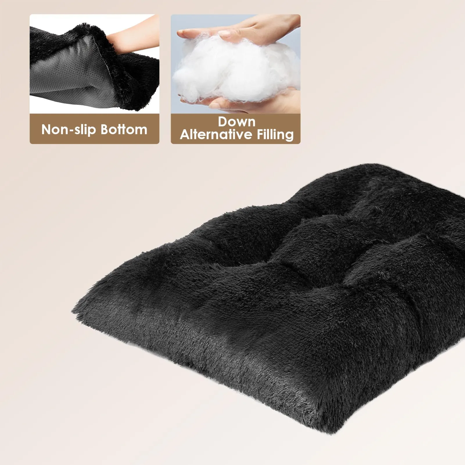 EHEYCIGA Cuscino per Cani Taglia Grande, Cuscino Cane Morbida lavabile, Morbido e Confortevole Letto per Cani a Pelo Lungo, Nero, 105x70x9cm - immagine 2