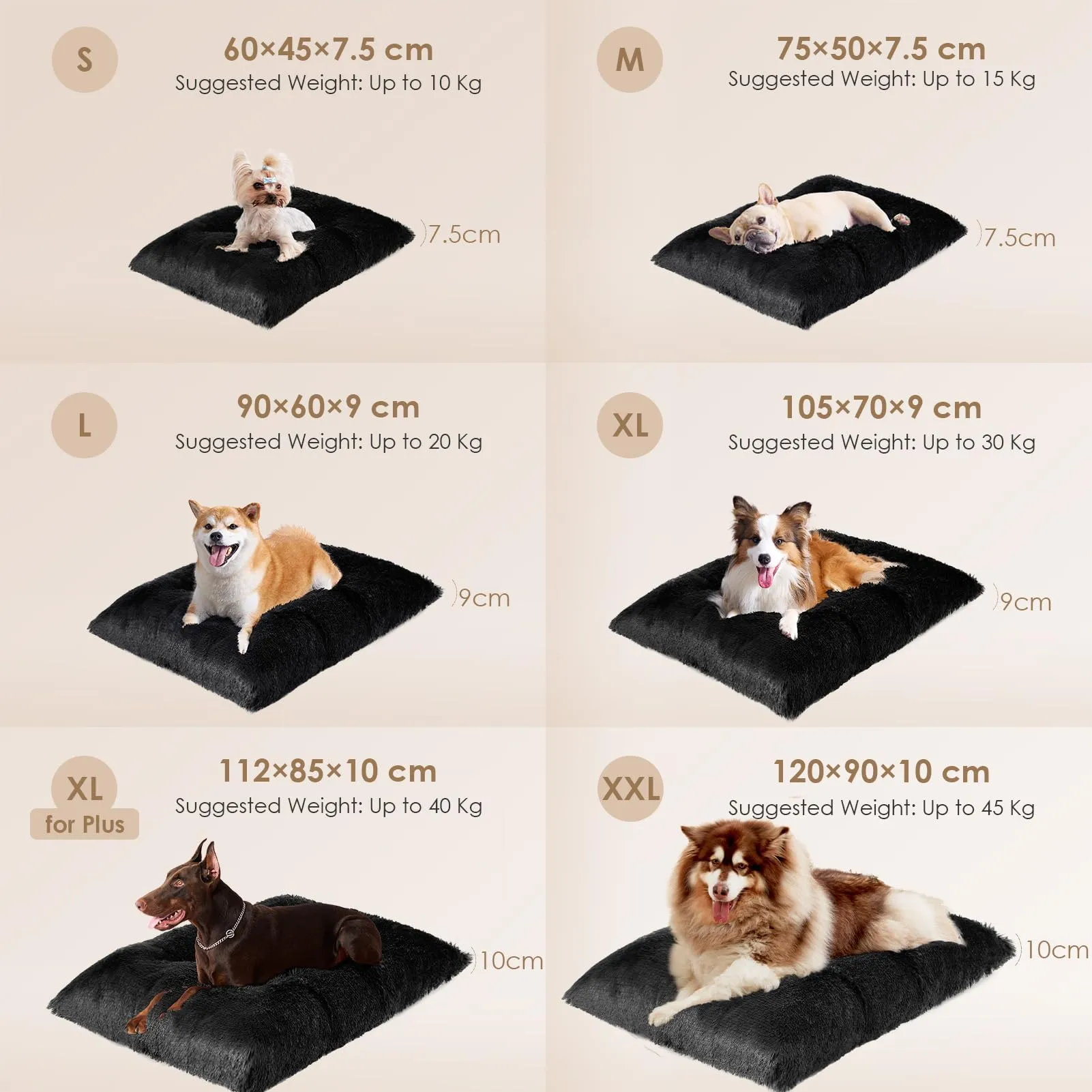 EHEYCIGA Cuscino per Cani Taglia Grande, Cuscino Cane Morbida lavabile, Morbido e Confortevole Letto per Cani a Pelo Lungo, Nero, 120x90x10cm - immagine 5