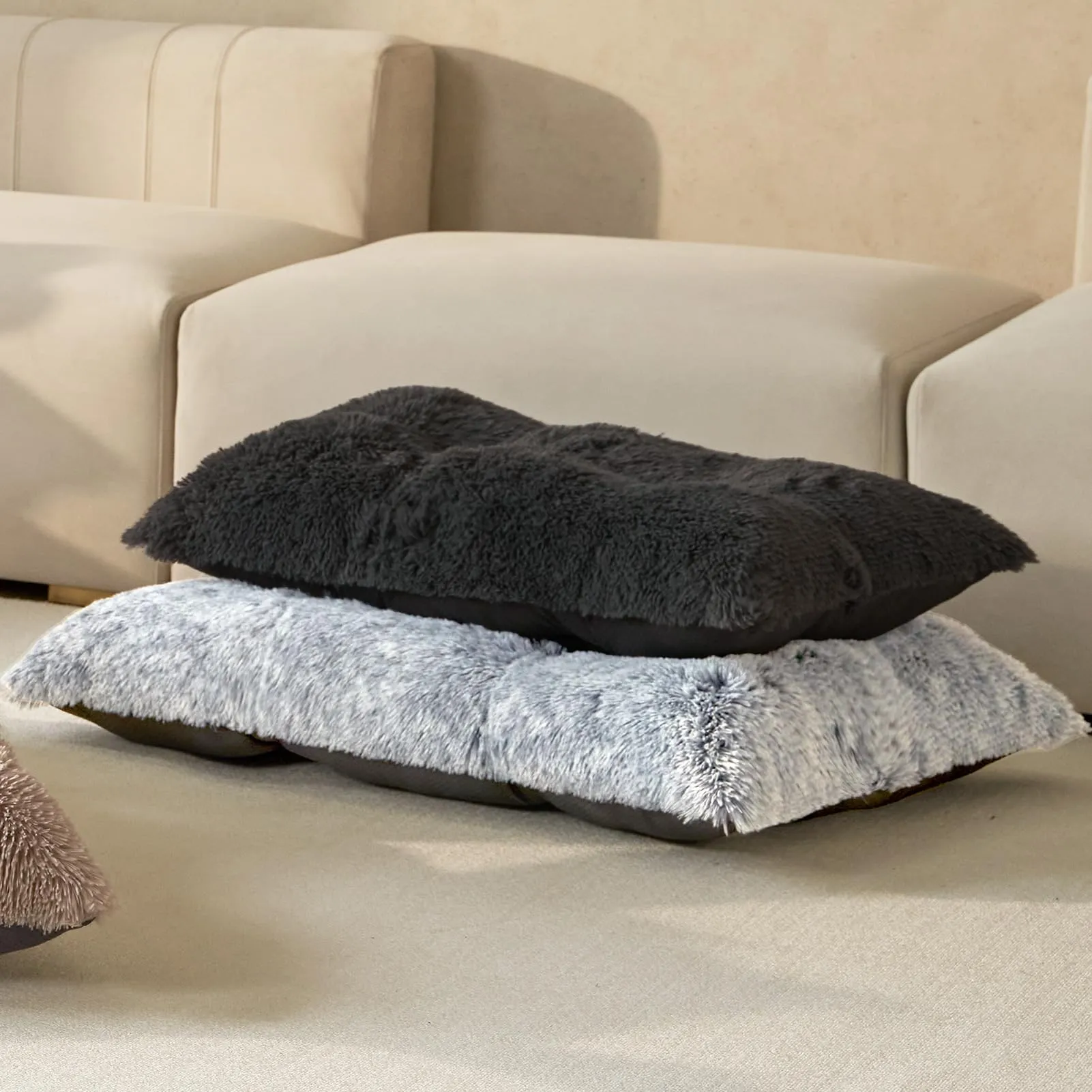 EHEYCIGA Cuscino per Cani Taglia Grande, Cuscino Cane Morbida lavabile, Morbido e Confortevole Letto per Cani a Pelo Lungo, Grigio Scuro, 120x90x10cm - immagine 9