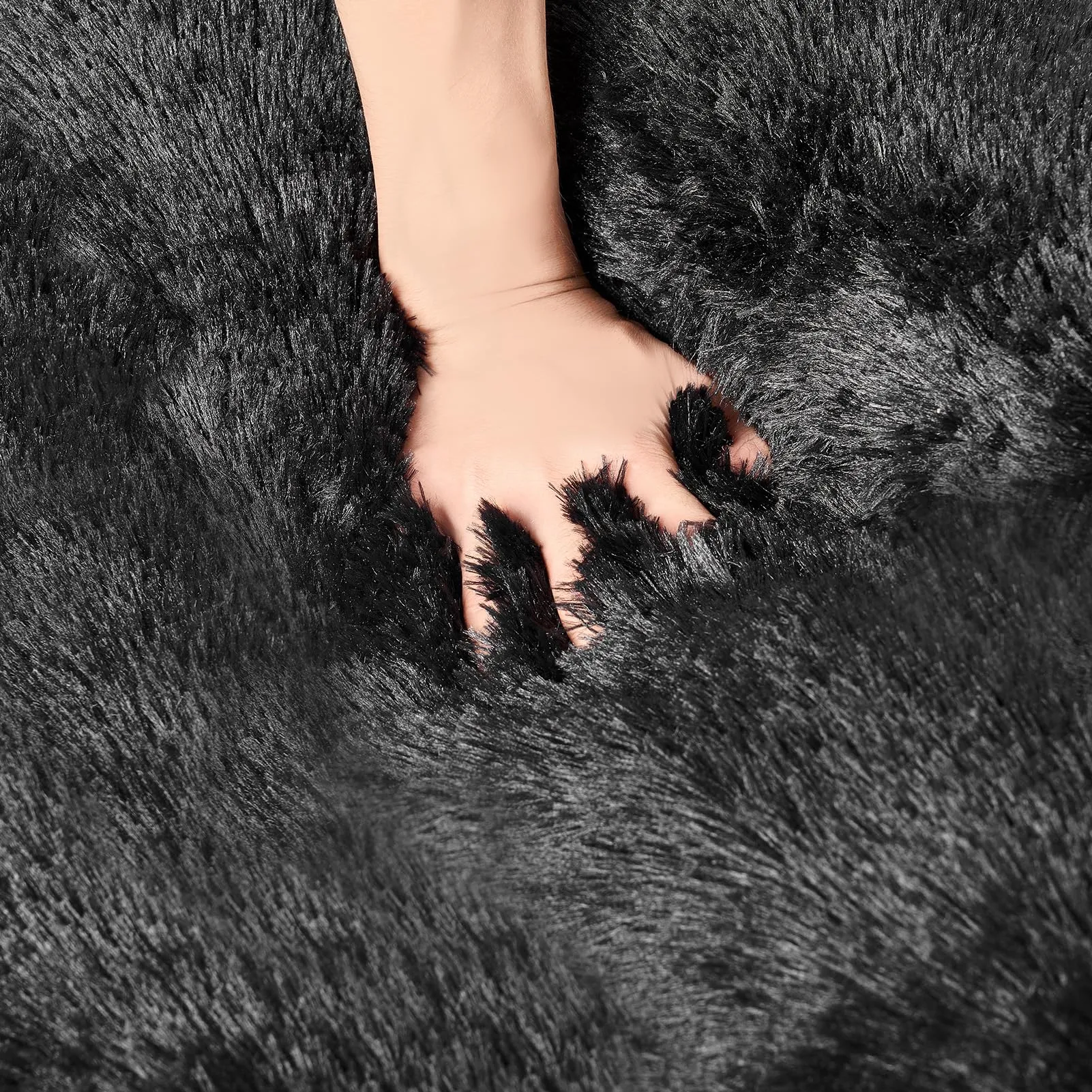 EHEYCIGA Cuscino per Cani Taglia Media, Cuscino Cane Morbida lavabile, Morbido e Confortevole Letto per Cani a Pelo Lungo, Nero, 75x50x7.5cm - immagine 3