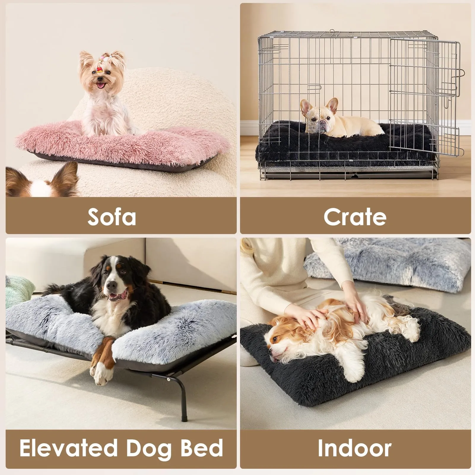 EHEYCIGA Cuscino per Cani Taglia Piccola, Cuscino Cane Morbida lavabile, Morbido e Confortevole Letto per Cani a Pelo Lungo, Grigio Scuro, 60x45x7.5cm - immagine 4
