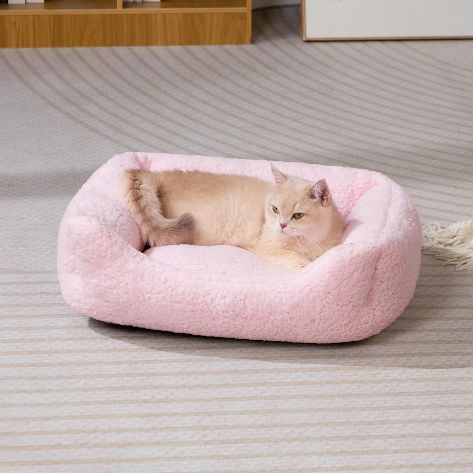 Hollypet Letto per Gatti, Cuccia per Gatti e Cani di Piccola Taglia, Letto Cuscino Morbido e Traspirante per Dormire, Rosa Chiaro (55 * 45 * 15cm) - immagine 3