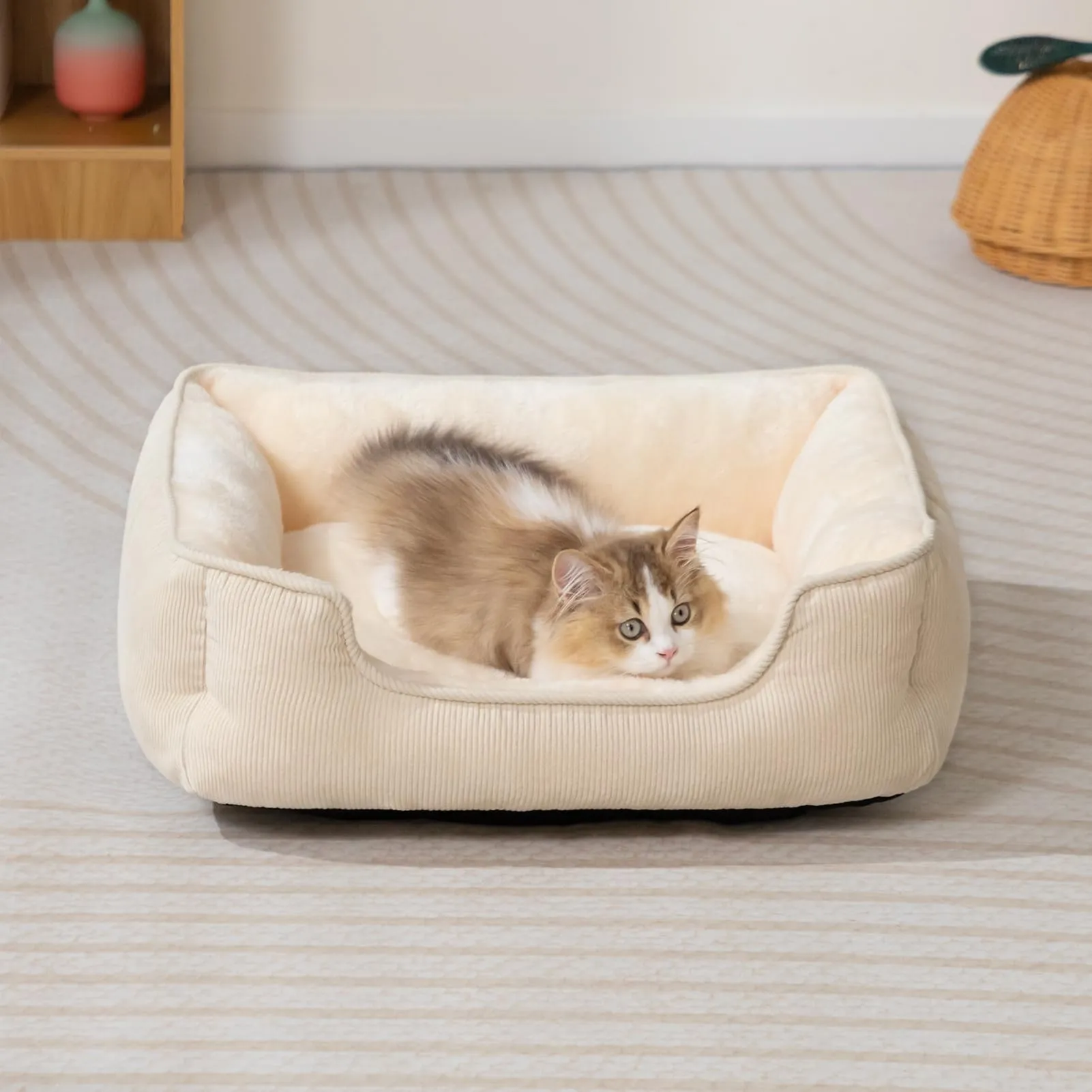 Hollypet Letto per Gatti Letto per Cani di Piccola Taglia, Cuccia per Gatti e Cuccioli, Letto Cuscino Morbido e Traspirante per Dormire, Beige (55 * 45 * 15cm) - immagine 4