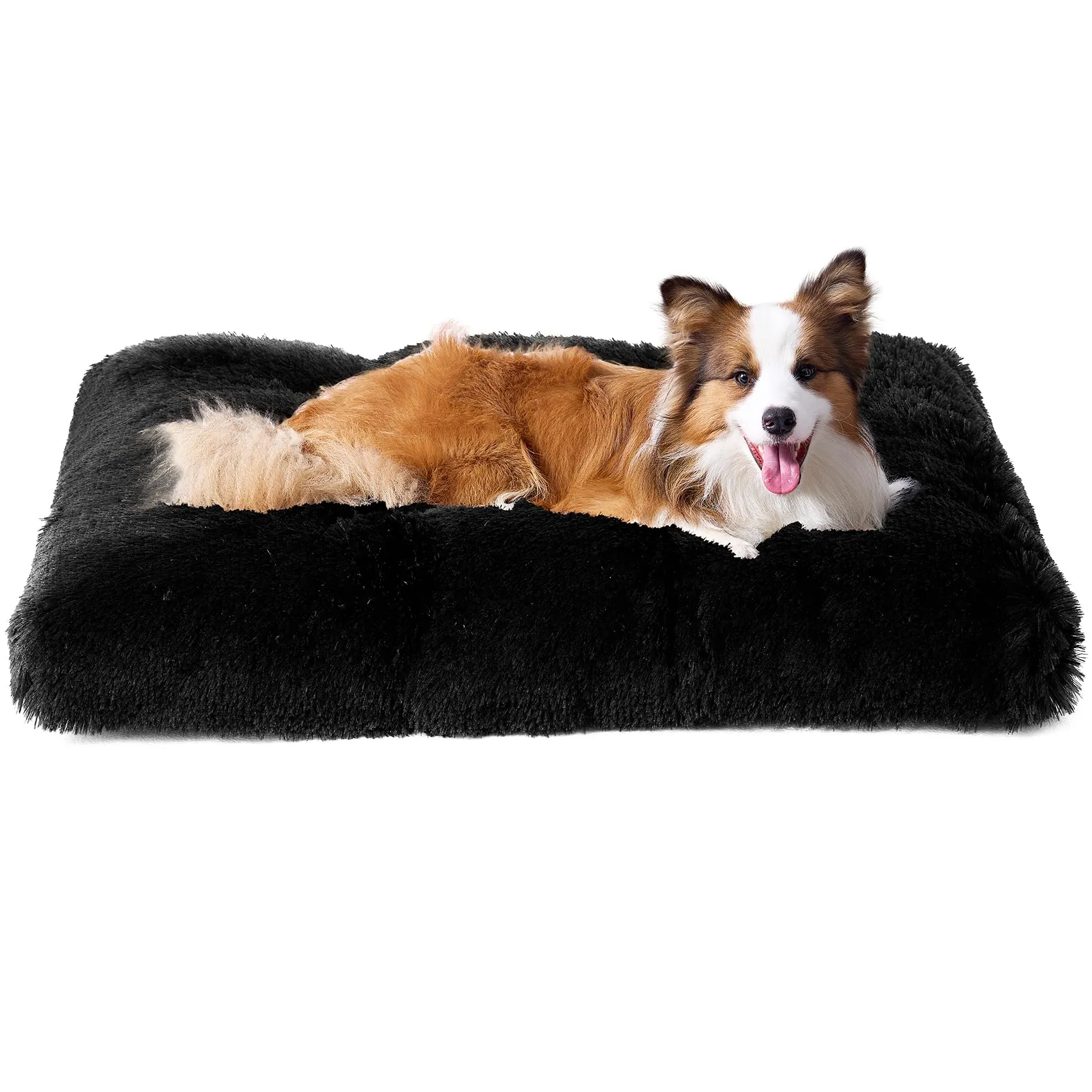 EHEYCIGA Cuscino per Cani Taglia Media,90x60x9cm, Cuscino Cane Morbida lavabile, Morbido e Confortevole Letto per Cani a Pelo Lungo, Nero, 90x60x9 cm - immagine 1