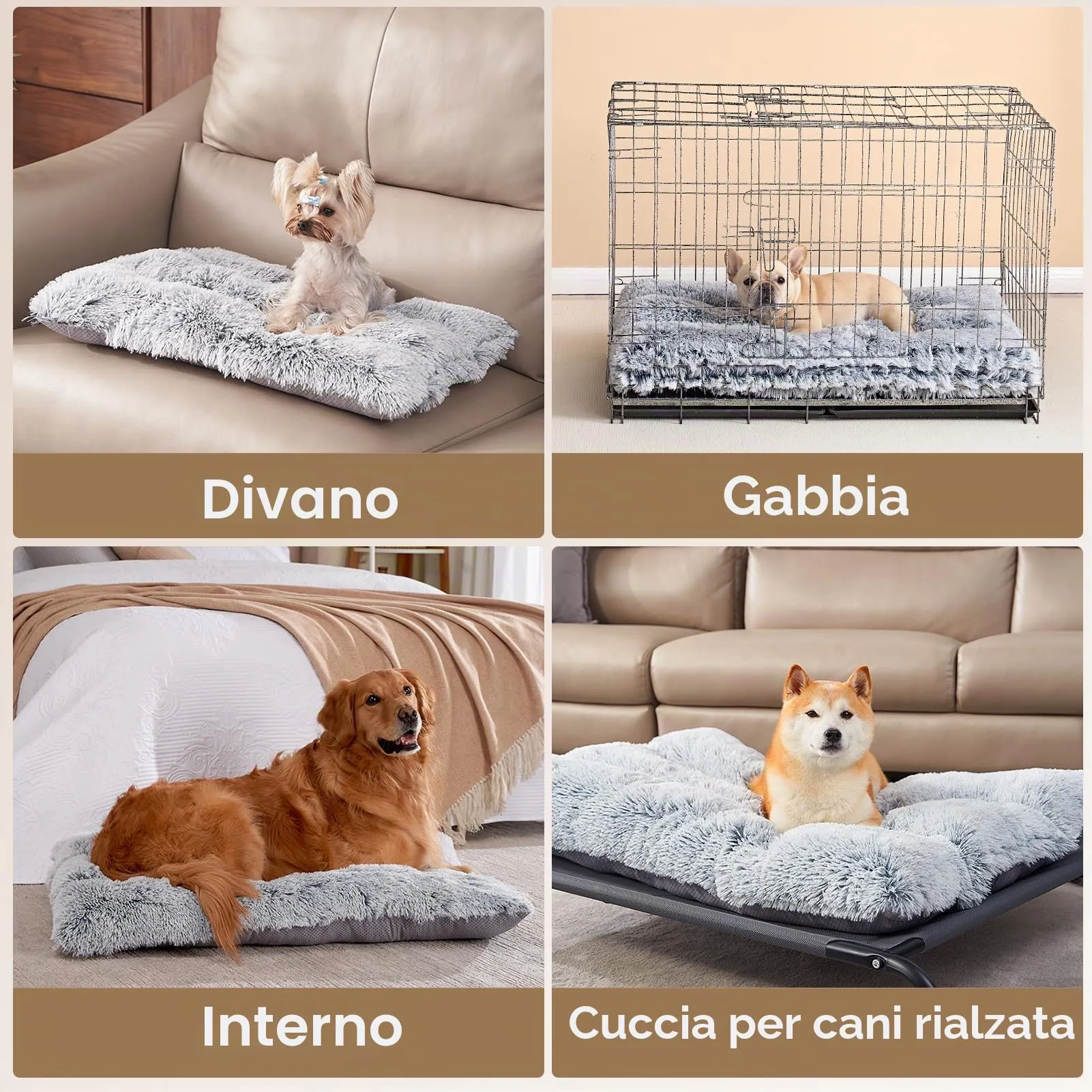 EHEYCIGA Cuscino per Cani Taglia Media, Cuscino Cane Morbida lavabile,75x50x7.5cm, Morbido e Confortevole Letto per Cani a Pelo Lungo, Grigio Scuro, 75x50x7.5cm - immagine 6
