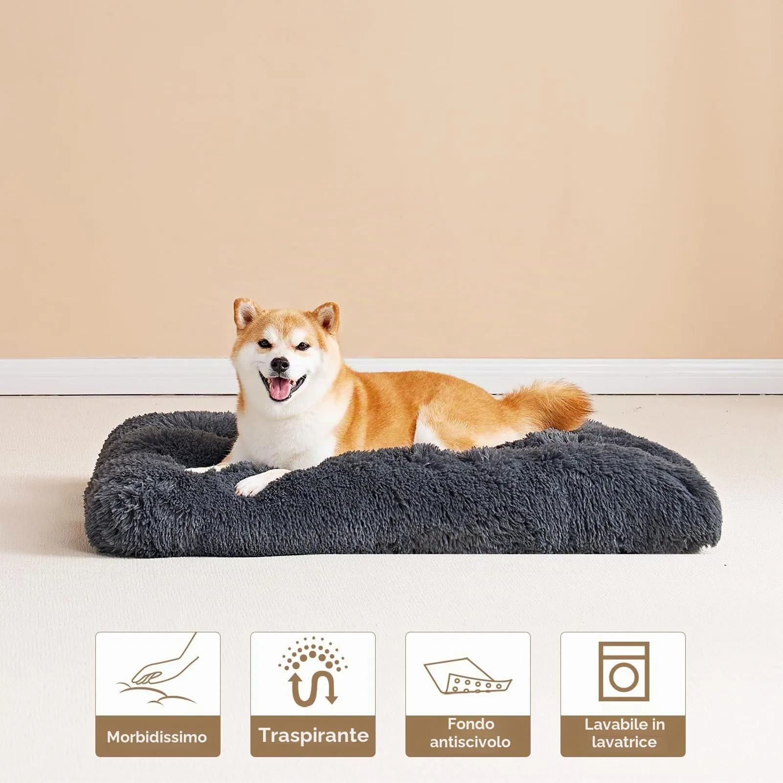 EHEYCIGA Cuscino per Cani Taglia Media, Cuscino Cane Morbida lavabile,75x50x7.5cm, Morbido e Confortevole Letto per Cani a Pelo Lungo, Grigio Scuro, 75x50x7.5cm - immagine 7