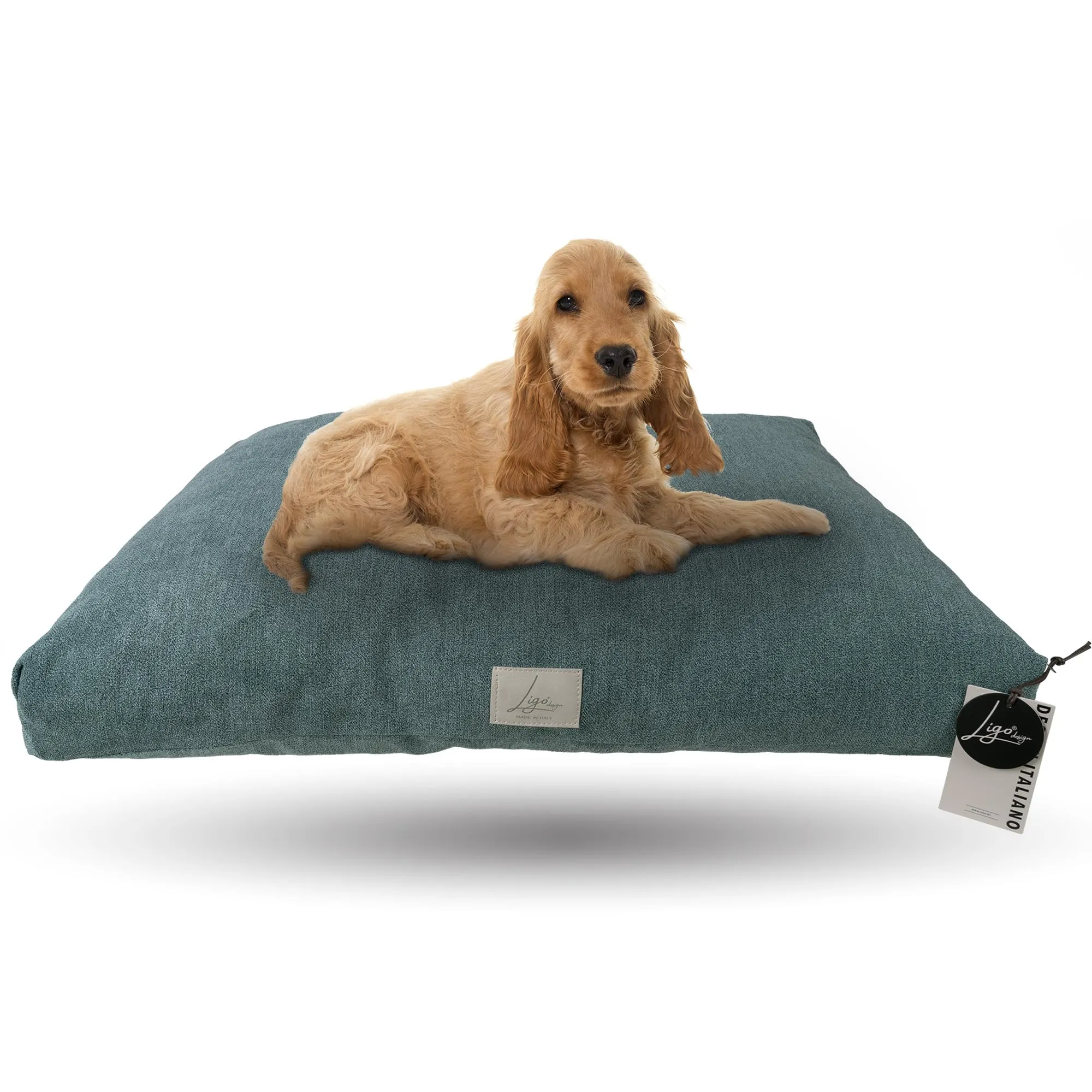 Ligo Tommy Elegance - Cuscino Materasso per Cani in tessuto Realizzato artigianalmente in Italia. Cuccia lettino Materassino per Cane Sfoderabile Lavabile.(S: 70 x 50 cm, SOFT VERDE) - immagine 1