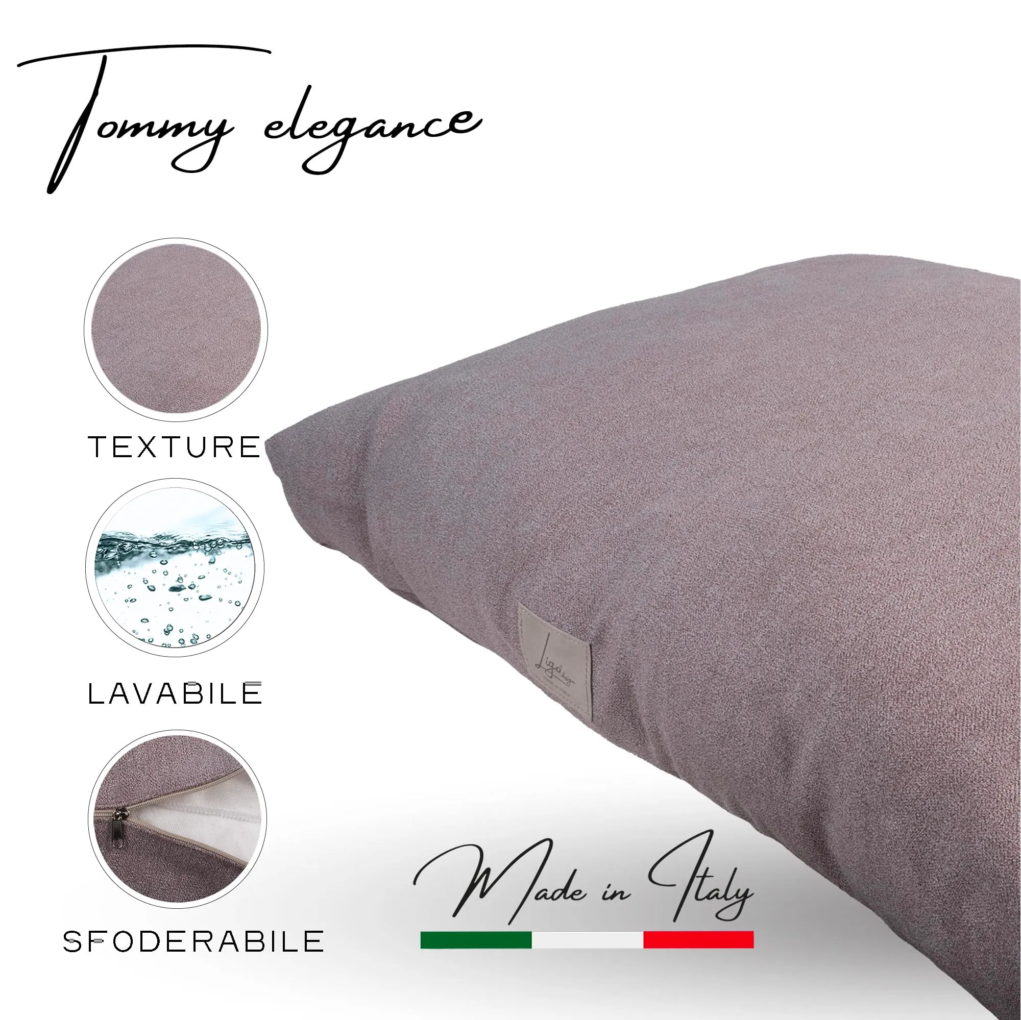 Ligo Tommy Elegance - Cuscino Materasso per Cani in tessuto Realizzato artigianalmente in Italia. Cuccia lettino Materassino per Cane Sfoderabile Lavabile.(S: 70 x 50 cm, SOFT ROSA) - immagine 3
