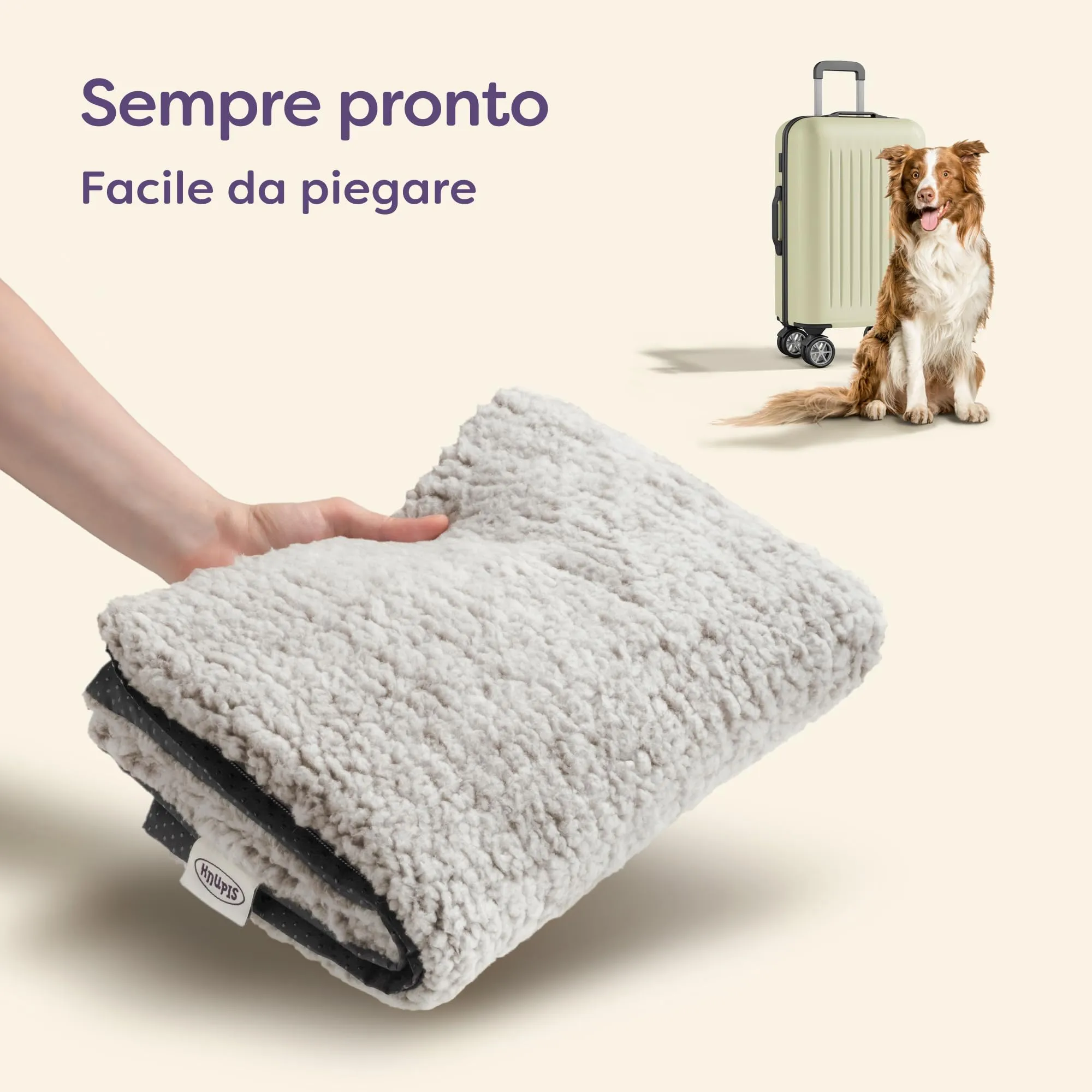 Knupis Tappetino Riscaldante per Cani – Grande Tappetino 90×60 cm – Fodera Lavabile – Morbido & Accogliente – Con Fondo Antiscivolo (Grigio) - immagine 7