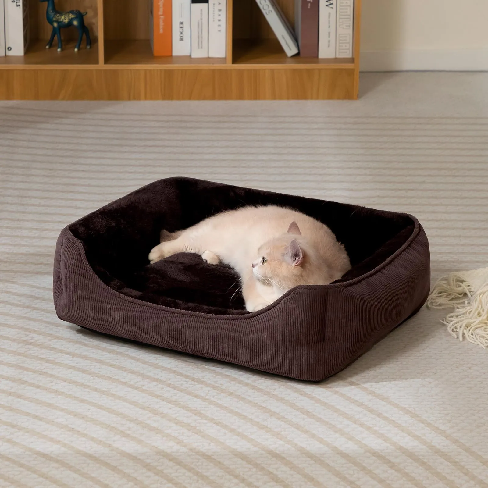 Hollypet Letto per Gatti Letto per Cani di Piccola Taglia, Cuccia per Gatti e Cuccioli, Letto Cuscino Morbido e Traspirante per Dormire, Caffè (55 * 45 * 15cm) - immagine 5