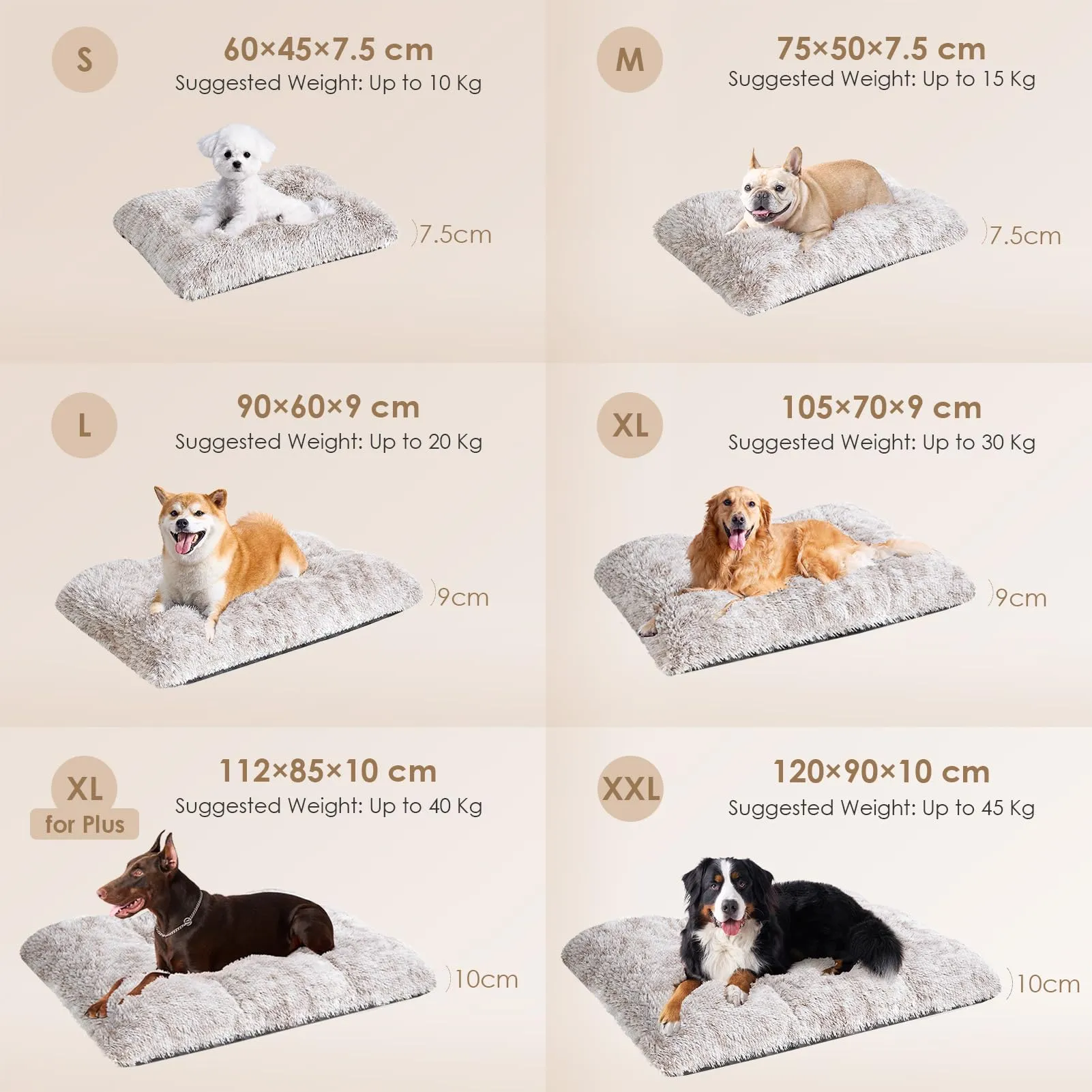 EHEYCIGA Cuscino per Cani Taglia Grande, Cuscino Cane Morbida lavabile, Morbido e Confortevole Letto per Cani a Pelo Lungo, Marrone, 112x85x10cm - immagine 5
