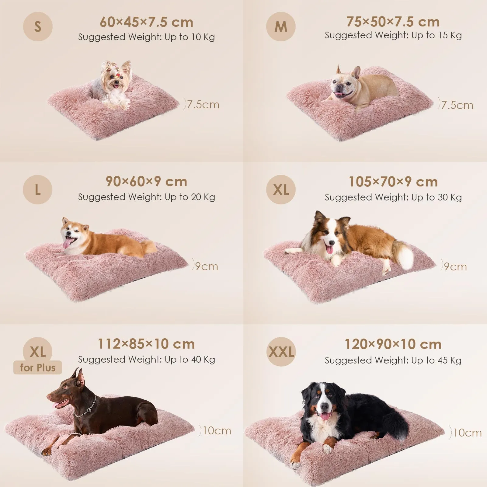 EHEYCIGA Cuscino per Cani Taglia Grande, Cuscino Cane Morbida lavabile, Morbido e Confortevole Letto per Cani a Pelo Lungo, Rosa, 112x85x10cm - immagine 5