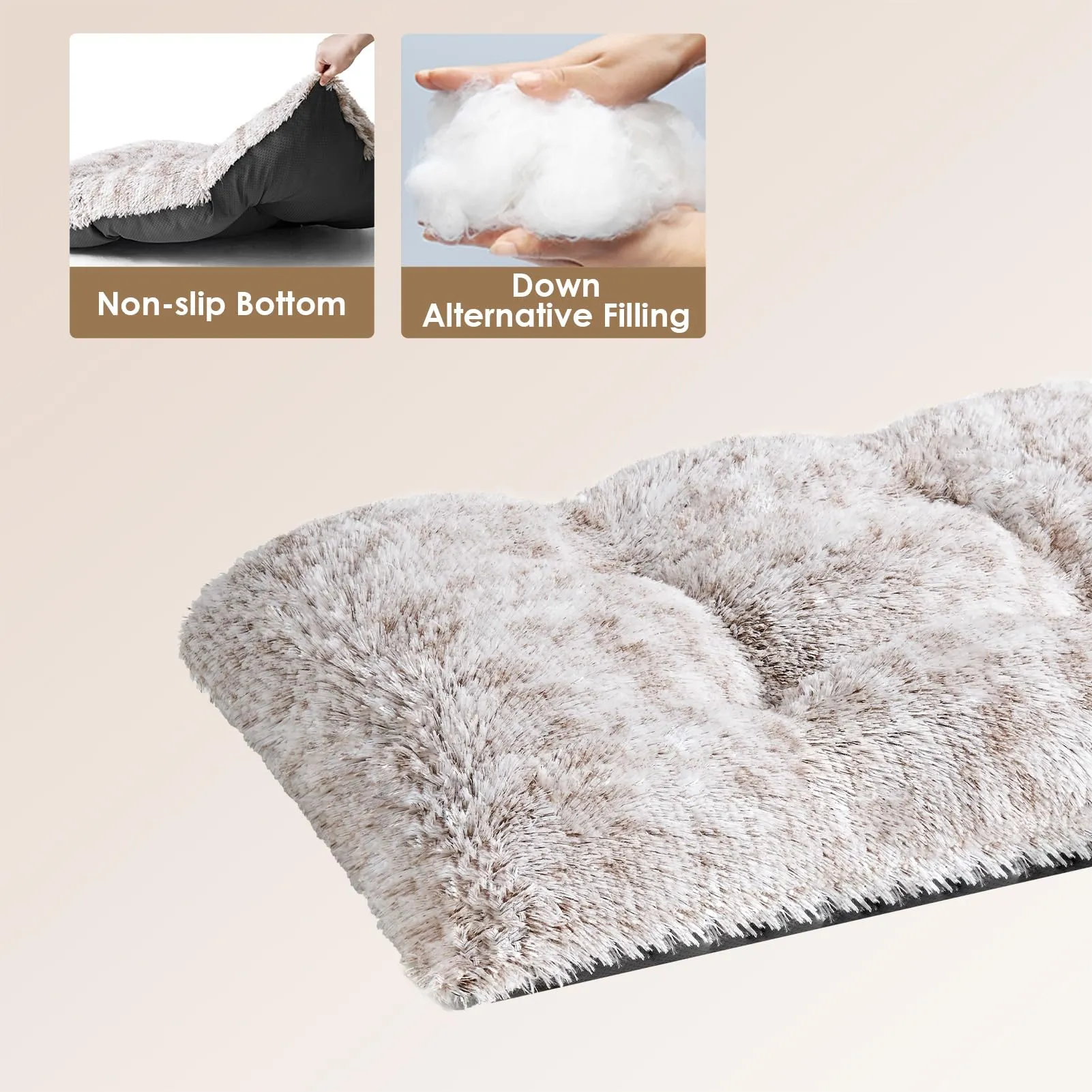 EHEYCIGA Cuscino per Cani Taglia Grande, Cuscino Cane Morbida lavabile, Morbido e Confortevole Letto per Cani a Pelo Lungo, Marrone, 120x90x10cm - immagine 2