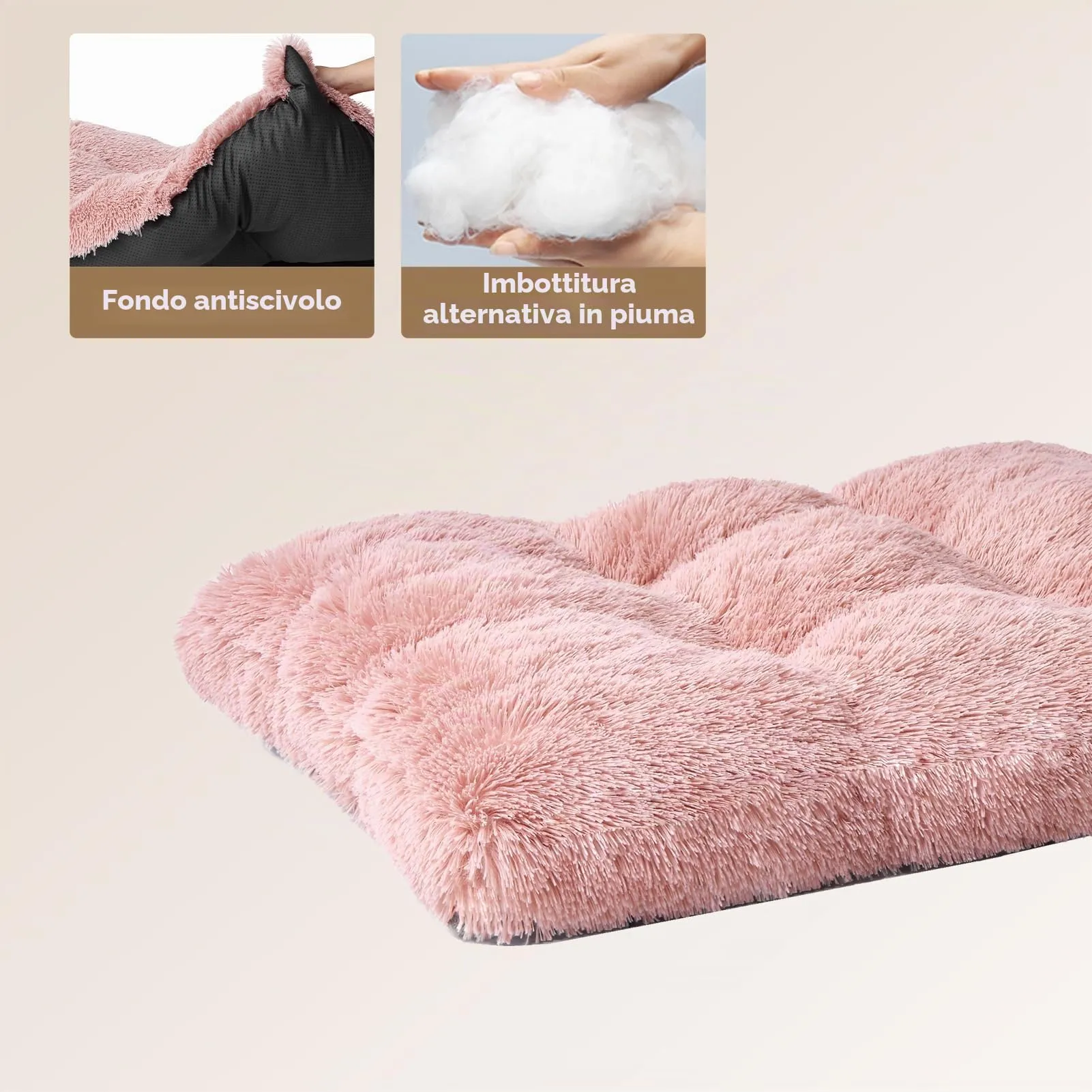 EHEYCIGA Cuscino per Cani Taglia Grande, 105L x 70W cm Cuscino Cane Morbida lavabile, Morbido e Confortevole Letto per Cani a Pelo Lungo, Rosa - immagine 2