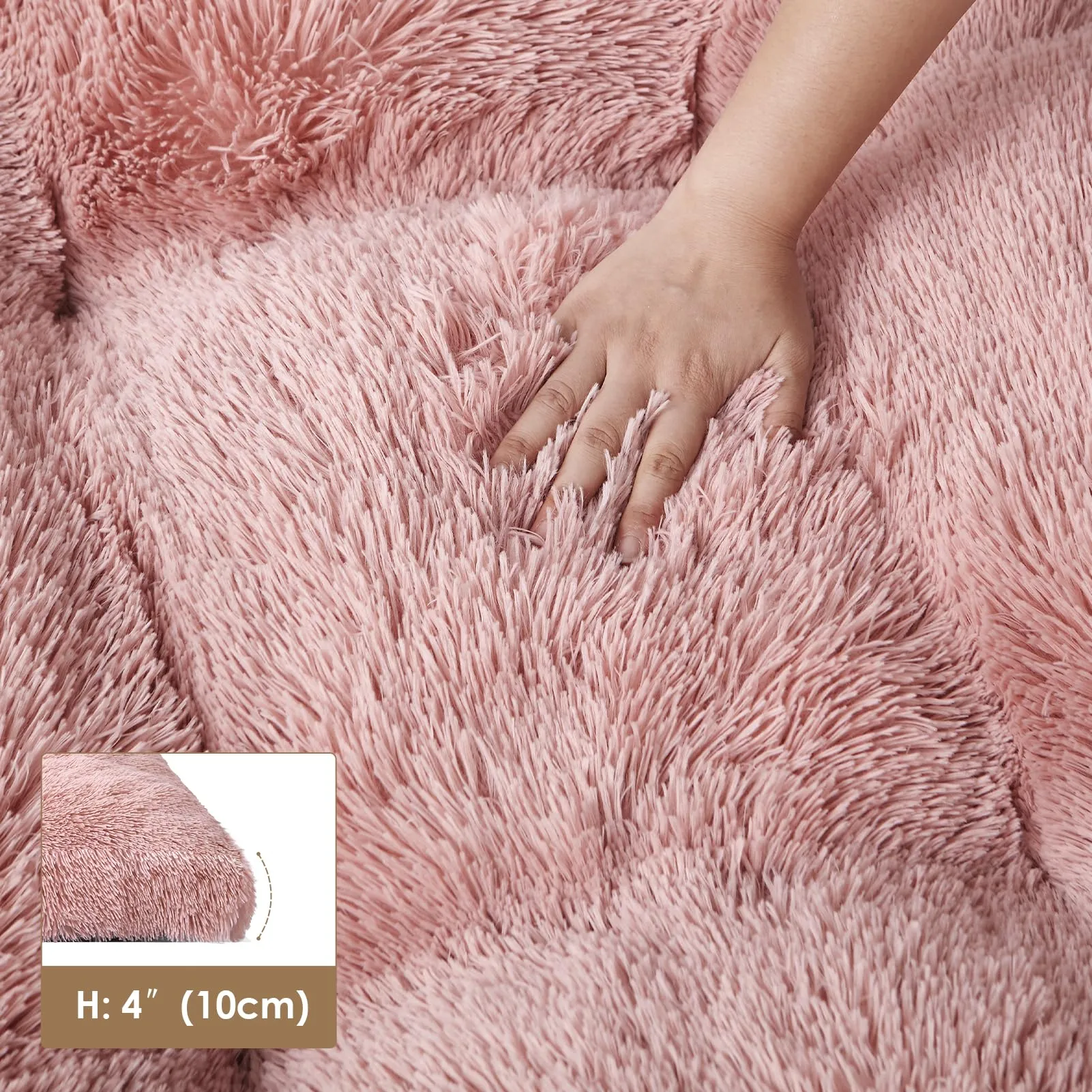 EHEYCIGA Cuscino per Cani Taglia Grande, 105L x 70W cm Cuscino Cane Morbida lavabile, Morbido e Confortevole Letto per Cani a Pelo Lungo, Rosa - immagine 3