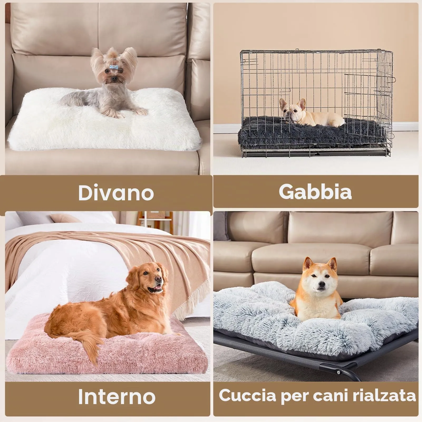 EHEYCIGA Cuscino per Cani Taglia Grande, 105L x 70W cm Cuscino Cane Morbida lavabile, Morbido e Confortevole Letto per Cani a Pelo Lungo, Rosa - immagine 6