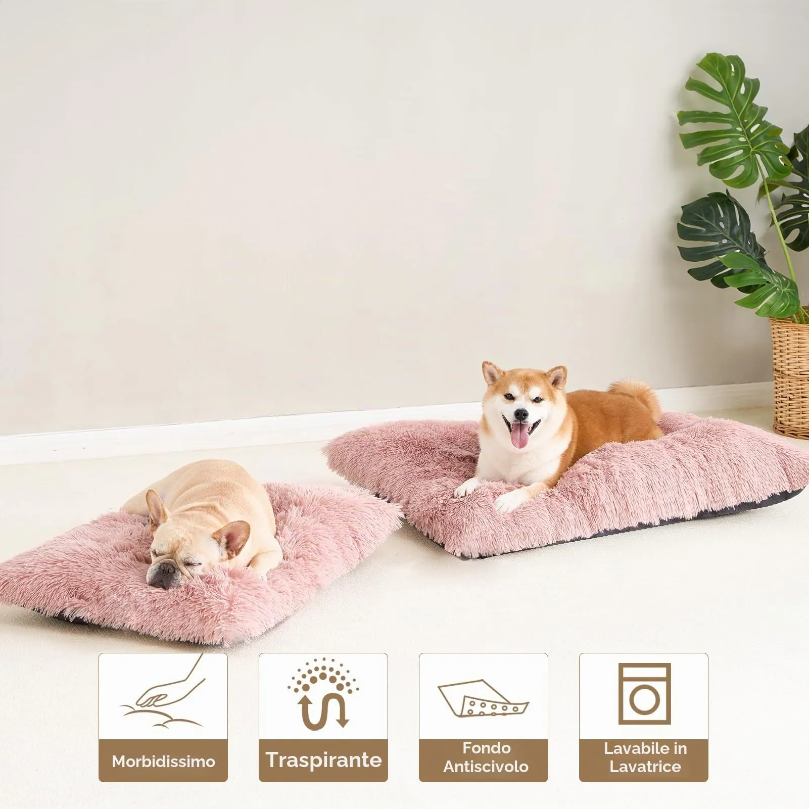 EHEYCIGA Cuscino per Cani Taglia Grande, 105L x 70W cm Cuscino Cane Morbida lavabile, Morbido e Confortevole Letto per Cani a Pelo Lungo, Rosa - immagine 7