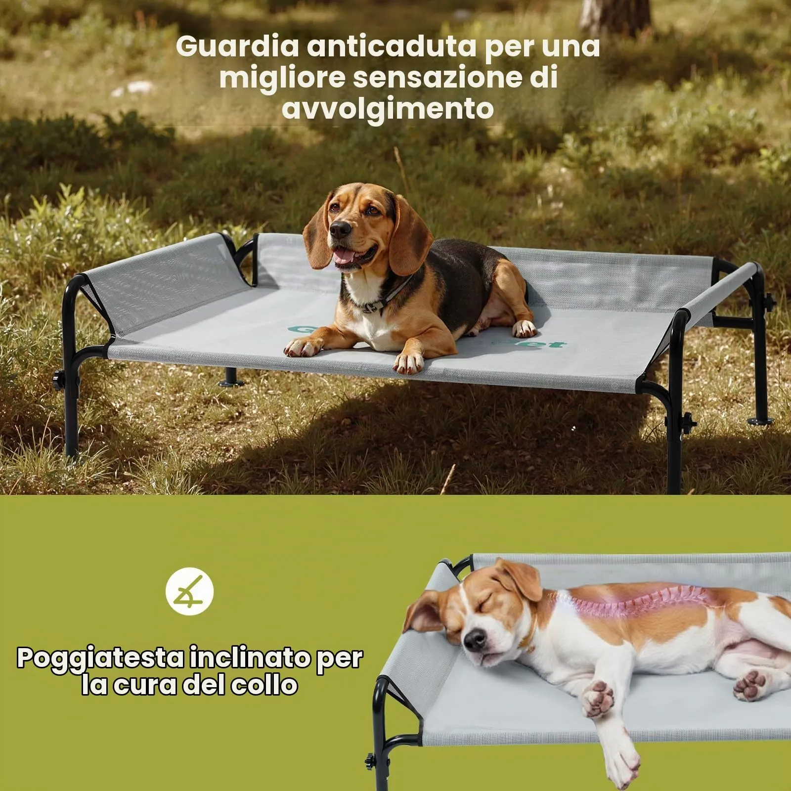 Gardner Pet Letto Rialzato per Cani, 107 x 76 x 31 cm, Nero - immagine 3