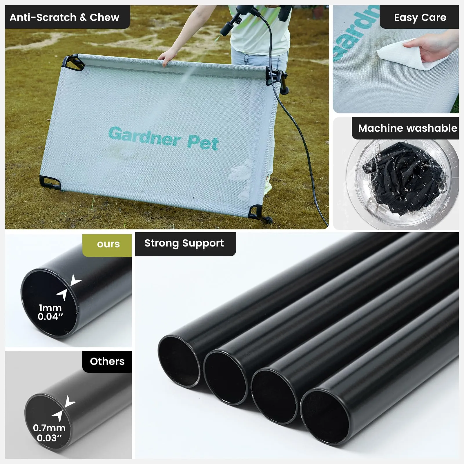 Gardner Pet Letto Rialzato per Cani, 107 x 76 x 31 cm, Nero - immagine 5