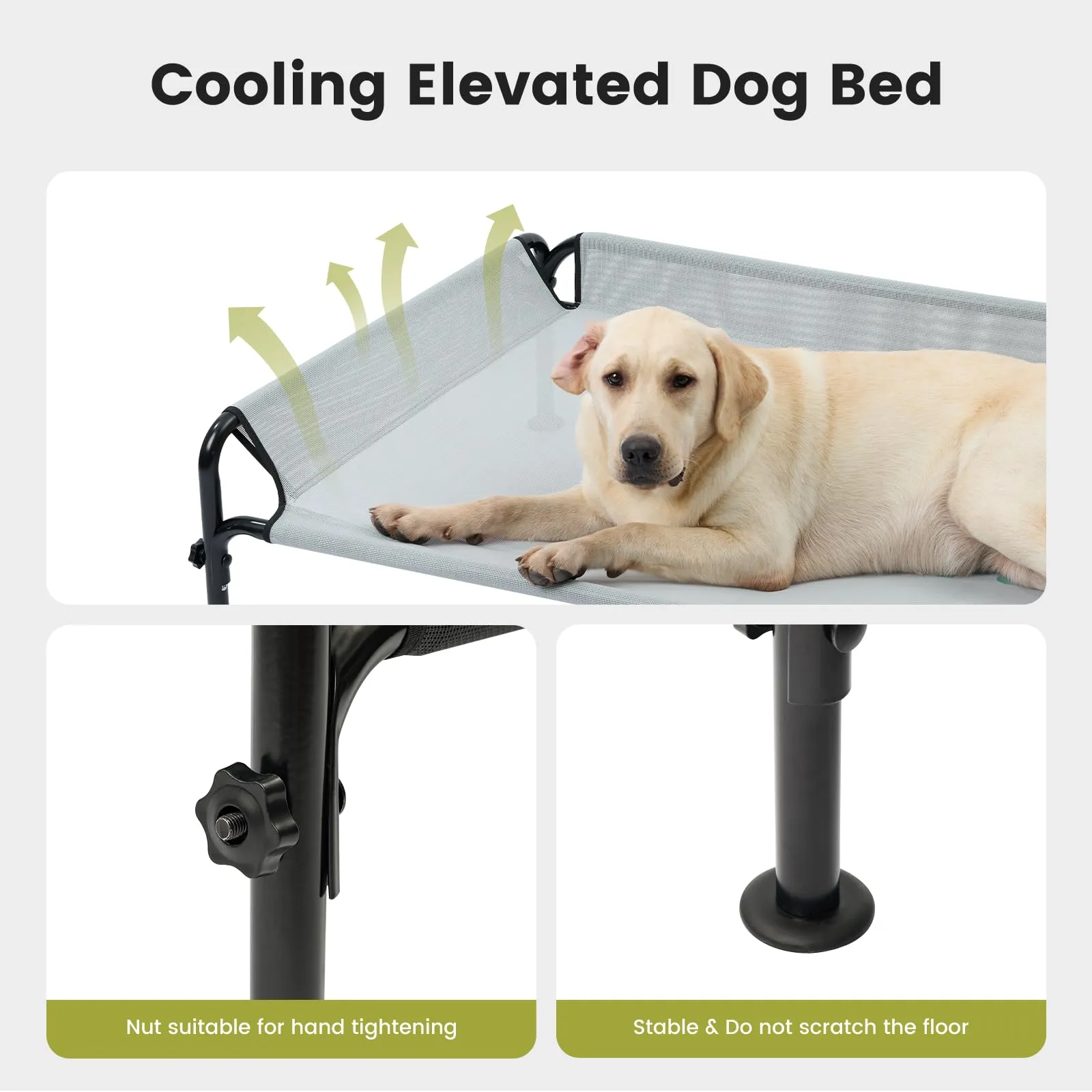 Gardner Pet Letto Rialzato per Cani, 88 x 55 x 31 cm, Grigio - immagine 4