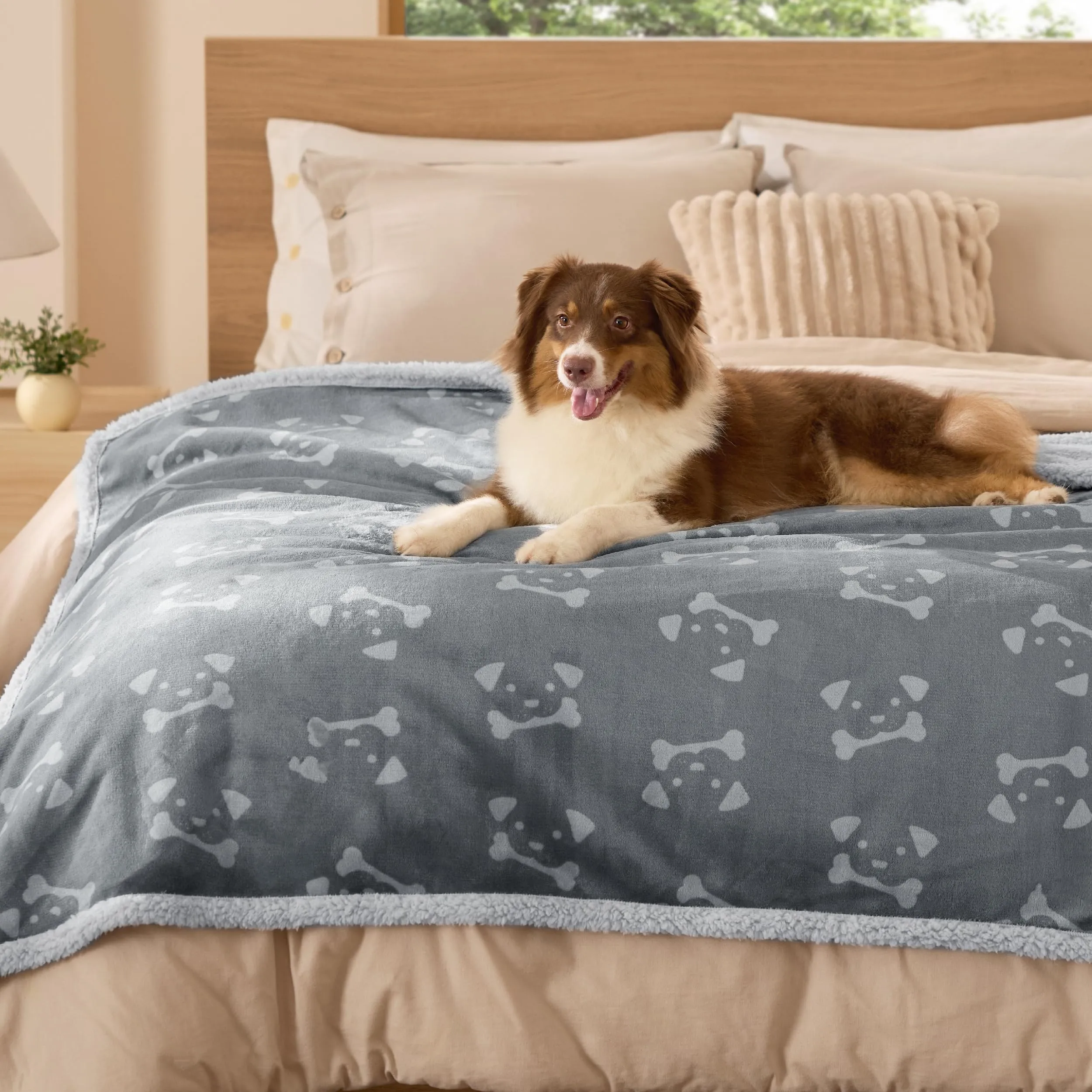 Bedsure Coperta Cane, Coperta per Cani Impermeabile, Coperta Divano, Gatto, Copertina Cane, Pile Singolo (127x152cm, Grigio) - immagine 7