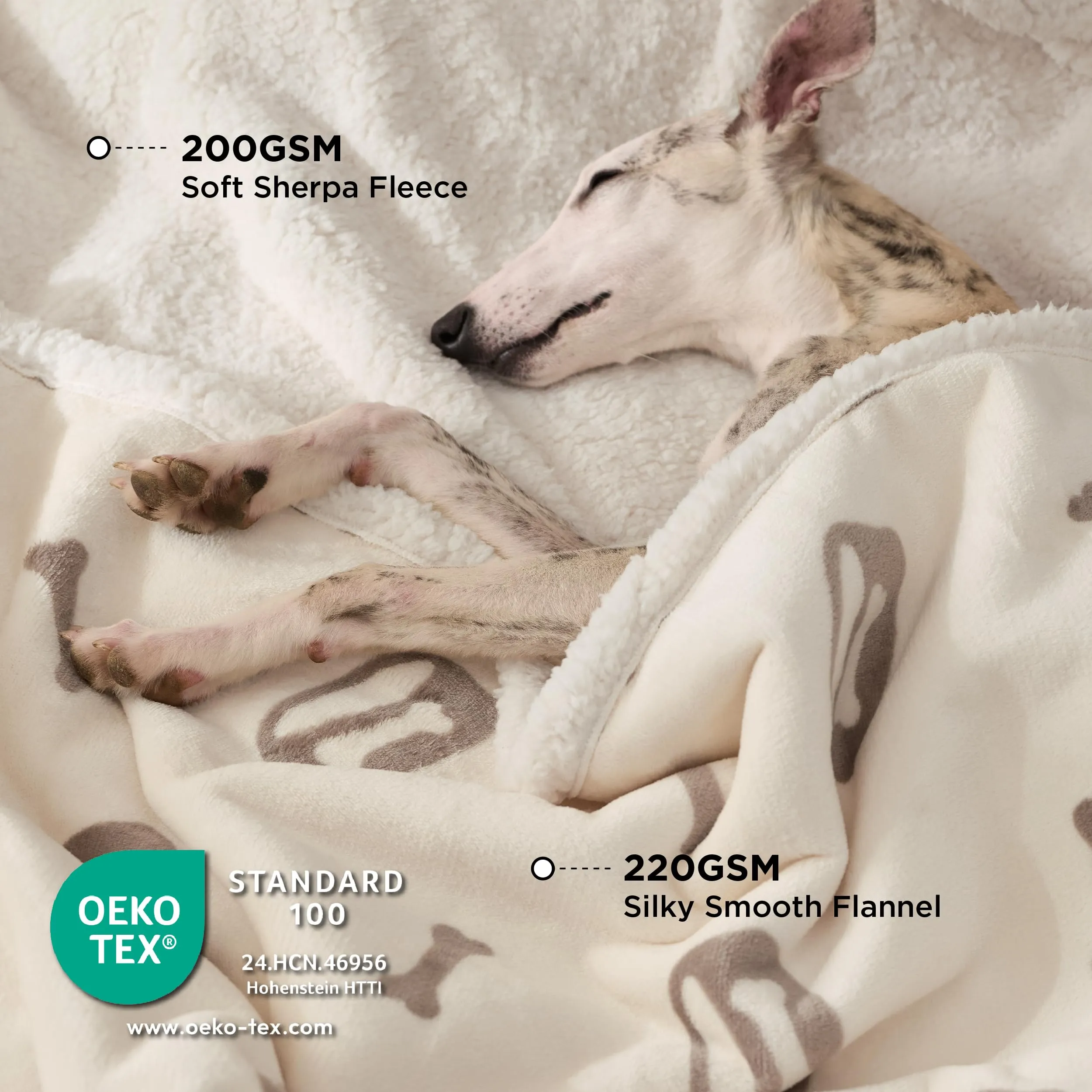 Bedsure Coperta Cane, Coperta per Cani Impermeabile, Coperta Divano, Gatto, Copertina Cane, Pile Singolo (127x152cm, Bianco Panna) - immagine 2