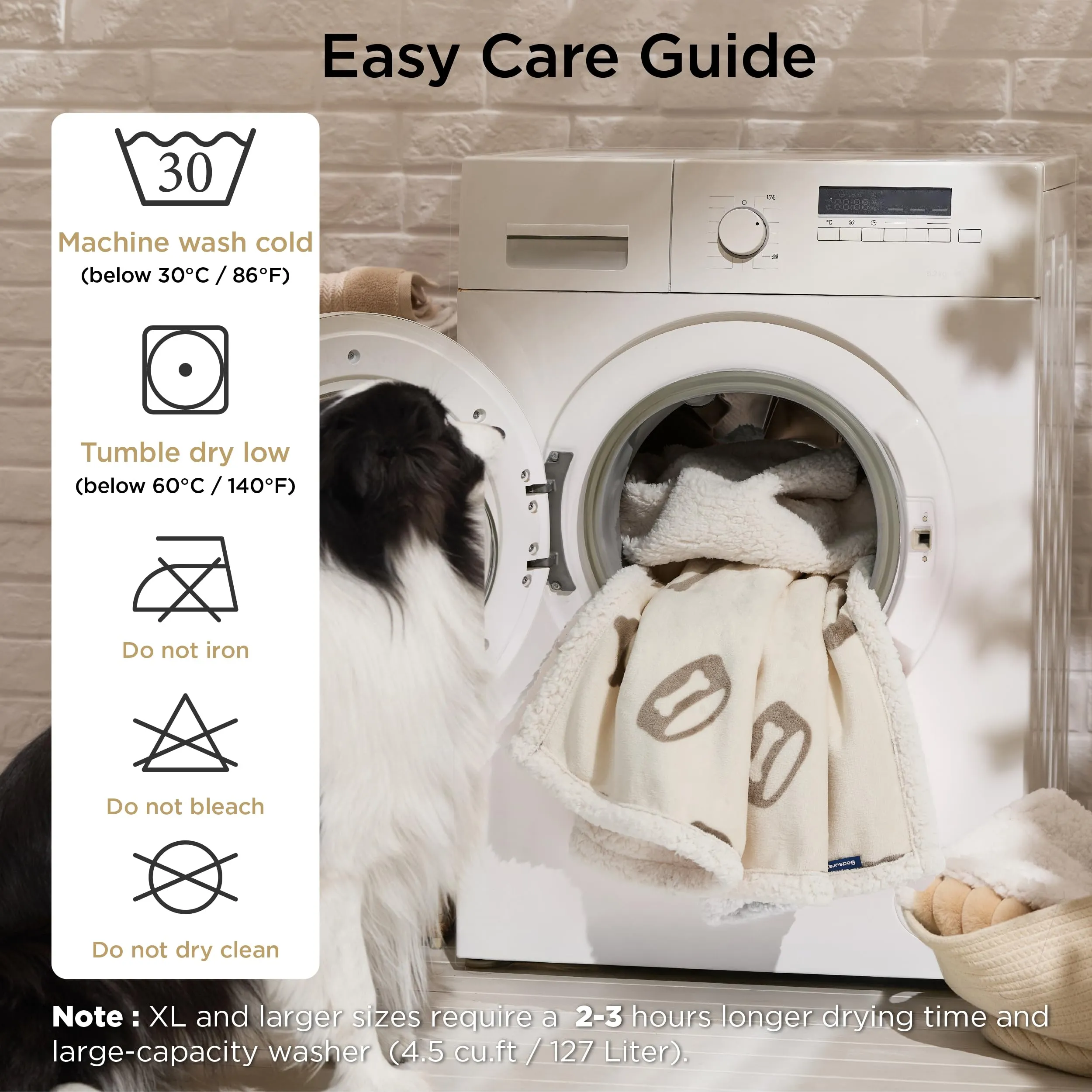 Bedsure Coperta Cane, Coperta per Cani Impermeabile, Coperta Divano, Gatto, Copertina Cane, Pile Singolo (127x152cm, Bianco Panna) - immagine 4