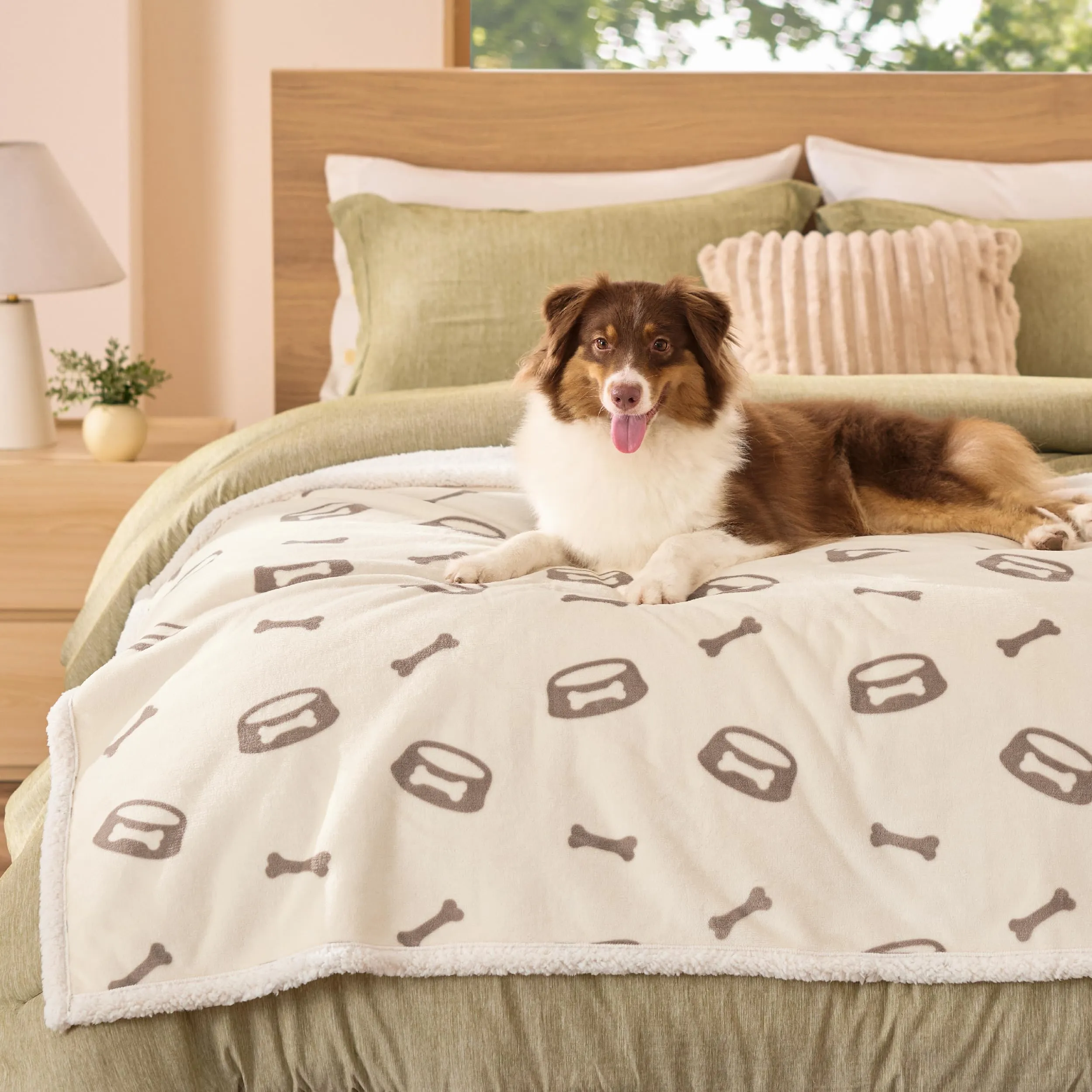 Bedsure Coperta Cane, Coperta per Cani Impermeabile, Coperta Divano, Gatto, Copertina Cane, Pile Singolo (127x152cm, Bianco Panna) - immagine 7