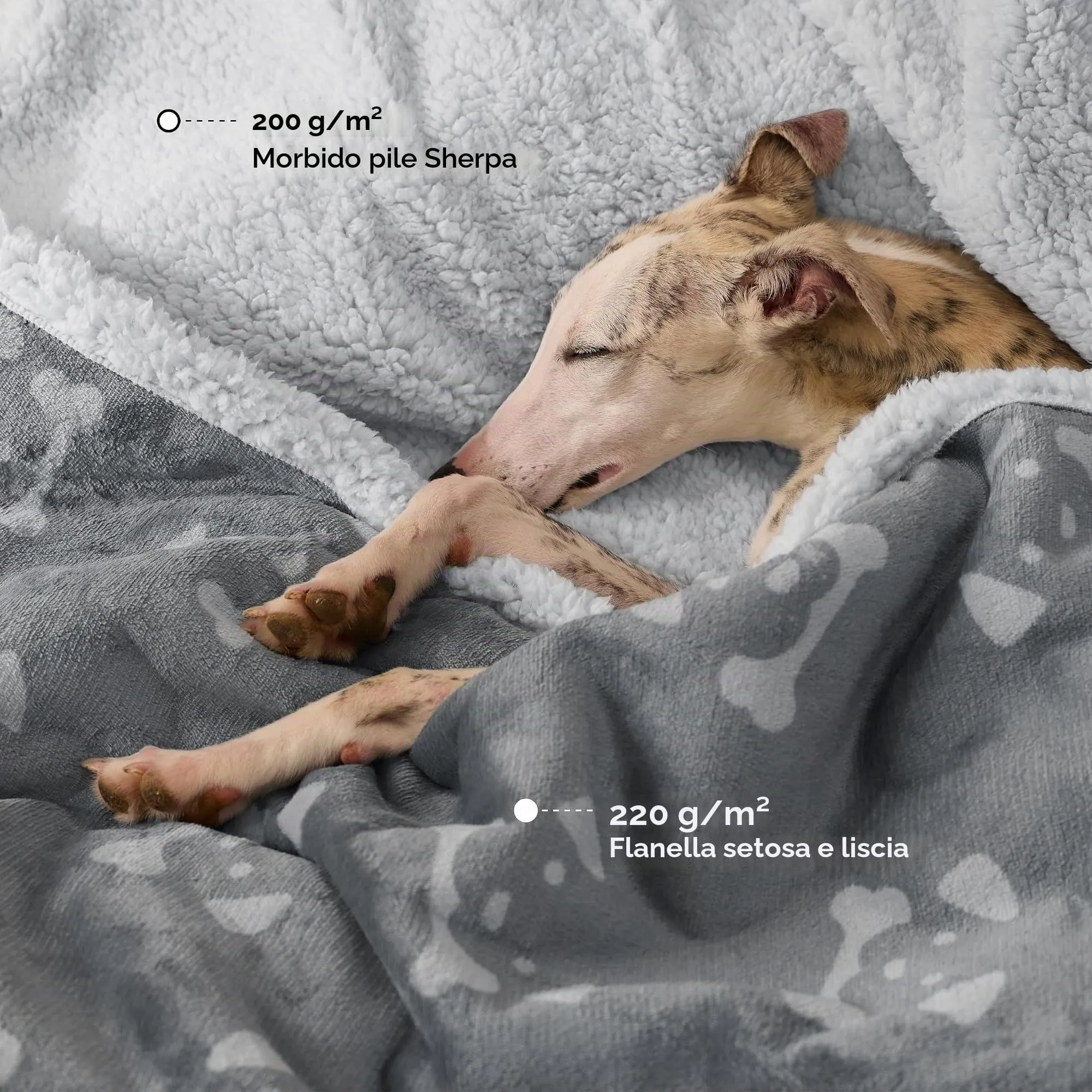 Bedsure Coperta Cane, Coperta per Cani Impermeabile, Coperta Divano, Gatto, Copertina Cane, Pile Singolo (63x73cm, Grigio) - immagine 2