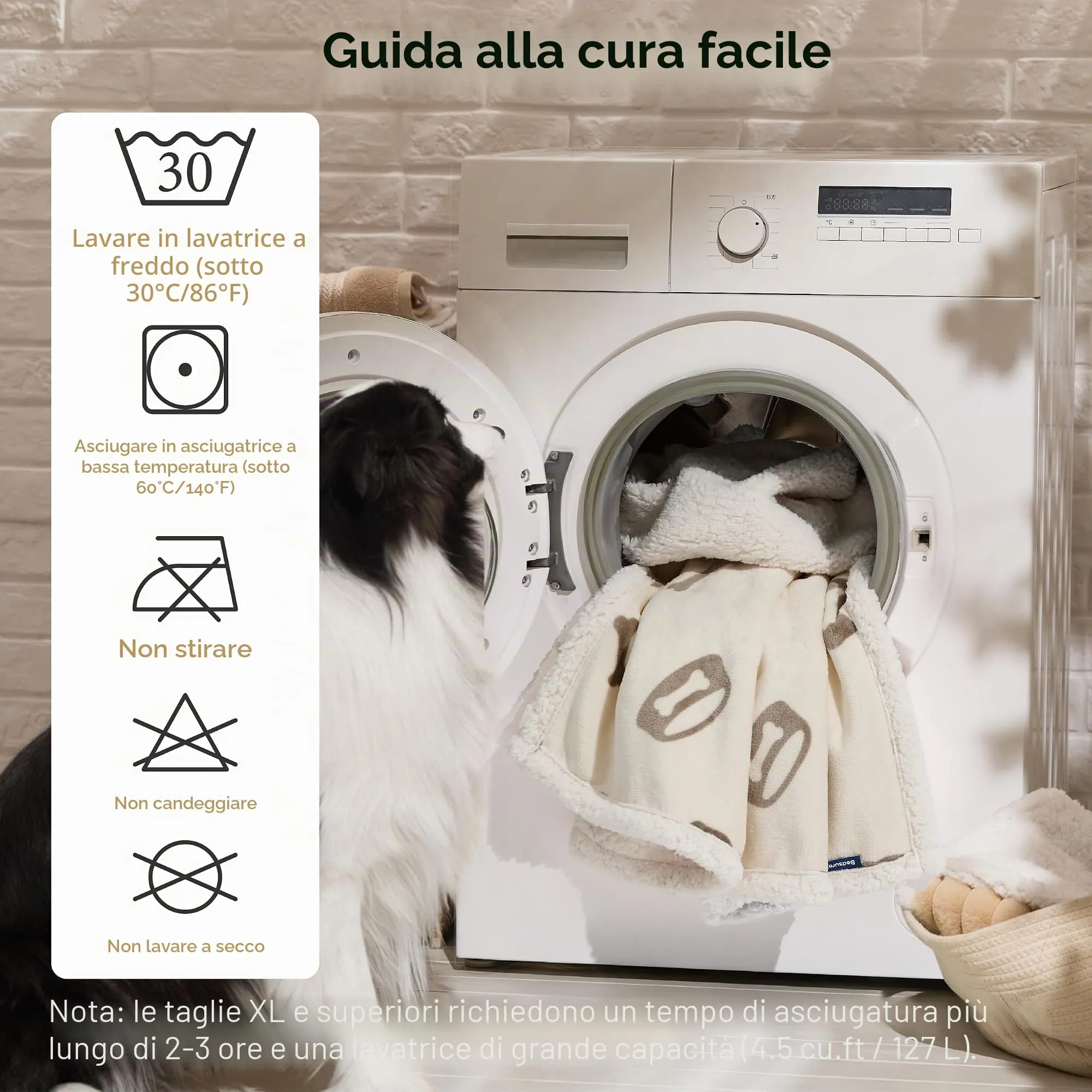 Bedsure Coperta Cane, Coperta per Cani Impermeabile, Coperta Divano, Gatto, Copertina Cane, Pile Singolo (63x73cm, Bianco Panna) - immagine 4