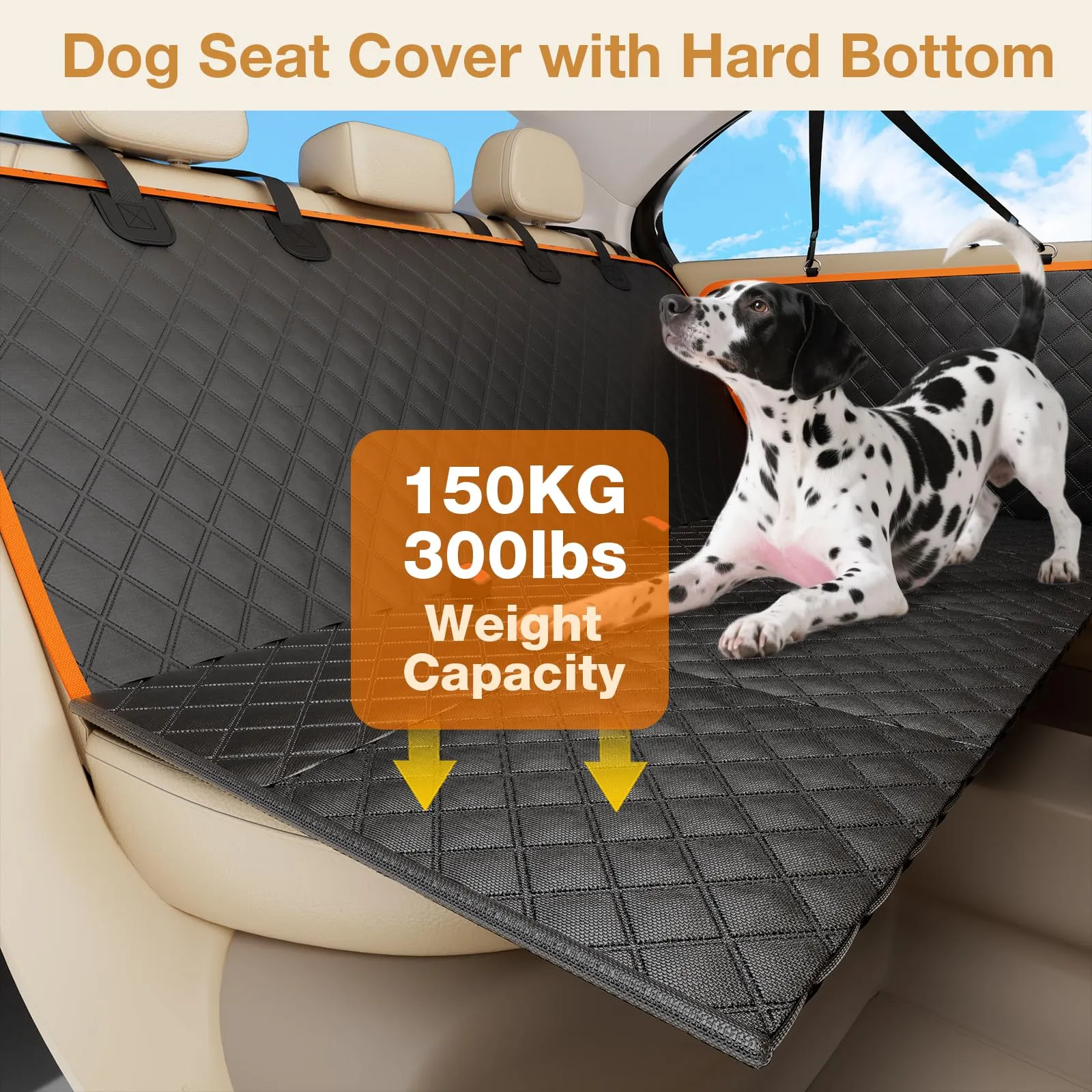 Pecute Coprisedile Auto Cani Posteriore, Estensione del Sedile Posteriore per Cani, Coprisedile per Auto per Cani con Fondo Rigido, Amaca per Cani per Lettino da Viaggio per Auto,per Auto, Camion, SUV - immagine 4