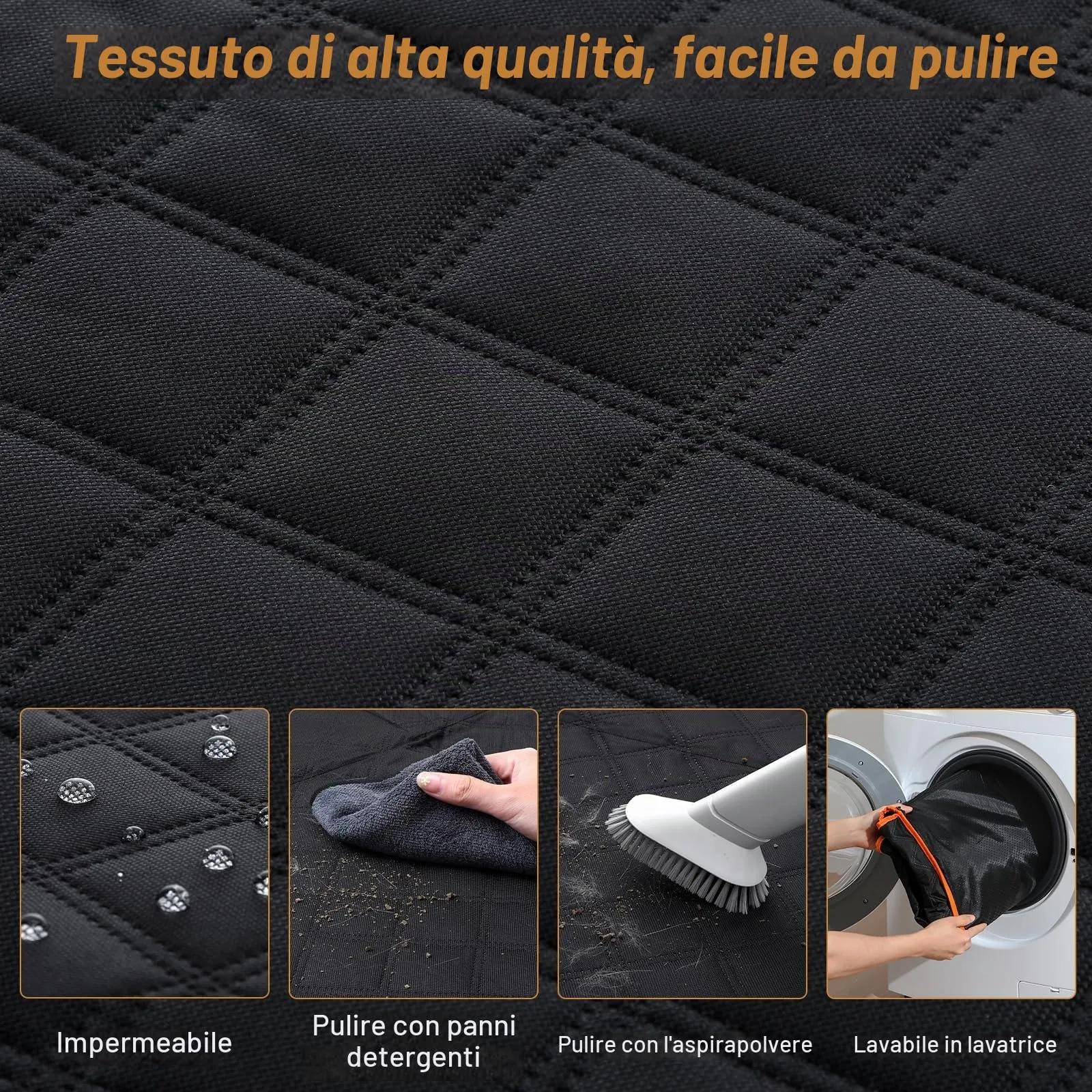 Pecute Coprisedile Auto Cani Posteriore, Estensione del Sedile Posteriore per Cani, Coprisedile per Auto per Cani con Fondo Rigido, Amaca per Cani per Lettino da Viaggio per Auto,per Auto, Camion, SUV - immagine 6